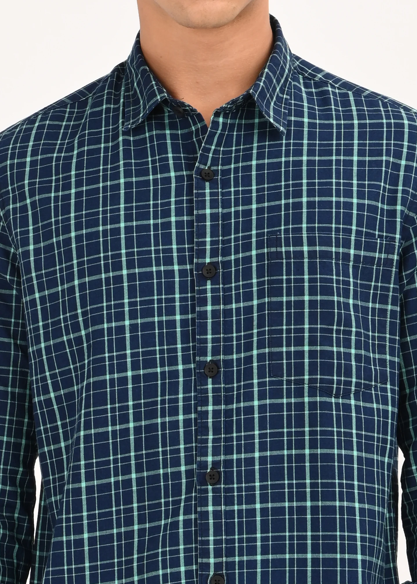 Men Green Dyed Checked Shirt - Image 7