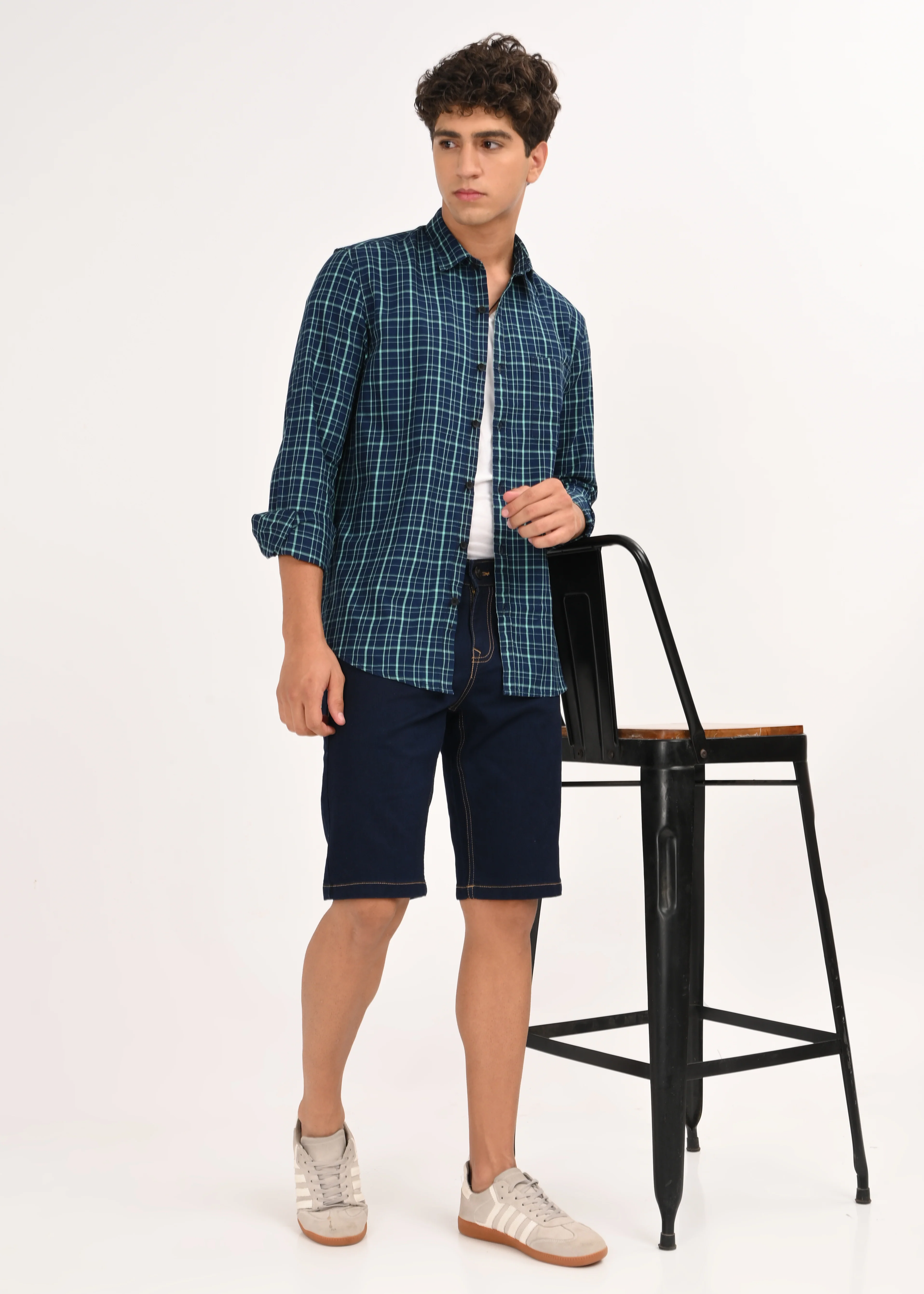 Men Green Dyed Checked Shirt - Image 9