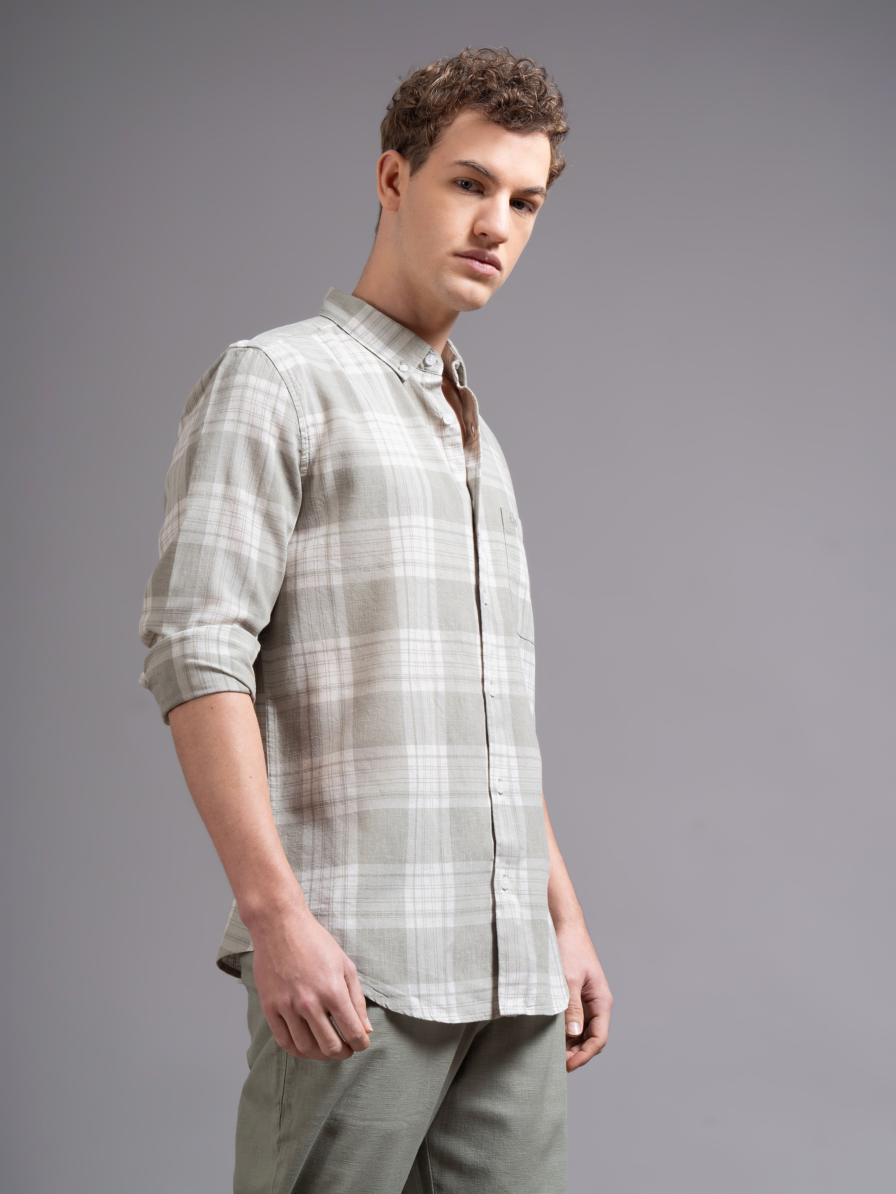Men Green Geometric Print Shirt - Image 6