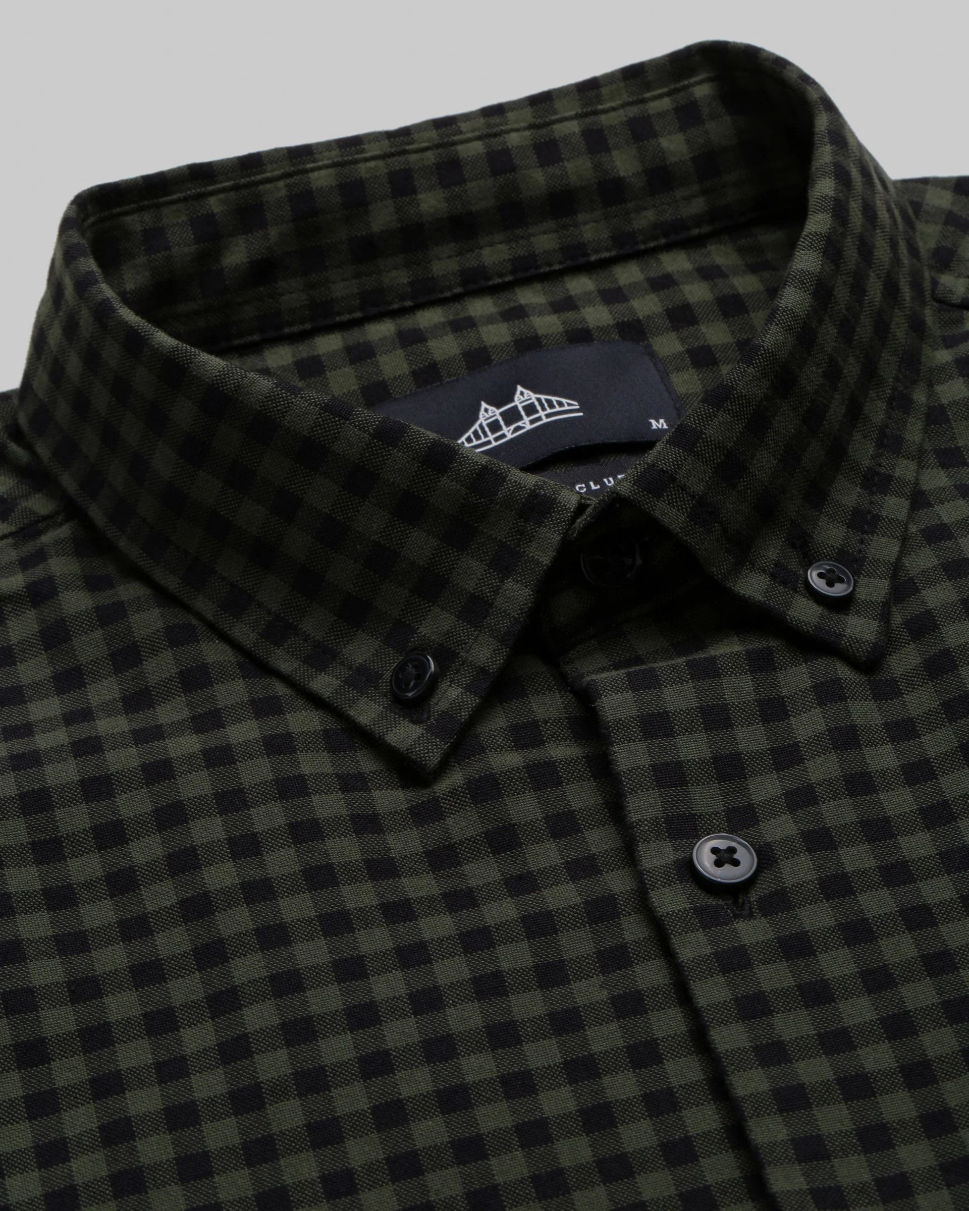 Men Green Gingham Checked Shirt - Image 8