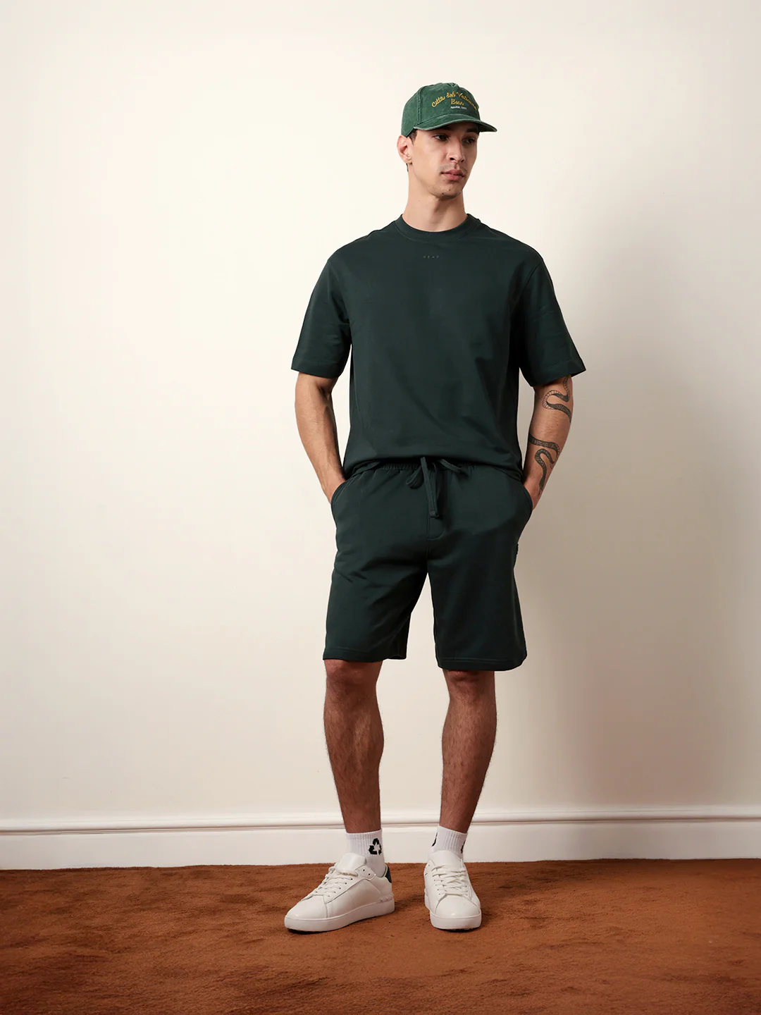 Men Green Half Sleeve Oversize T-Shirt - Image 2