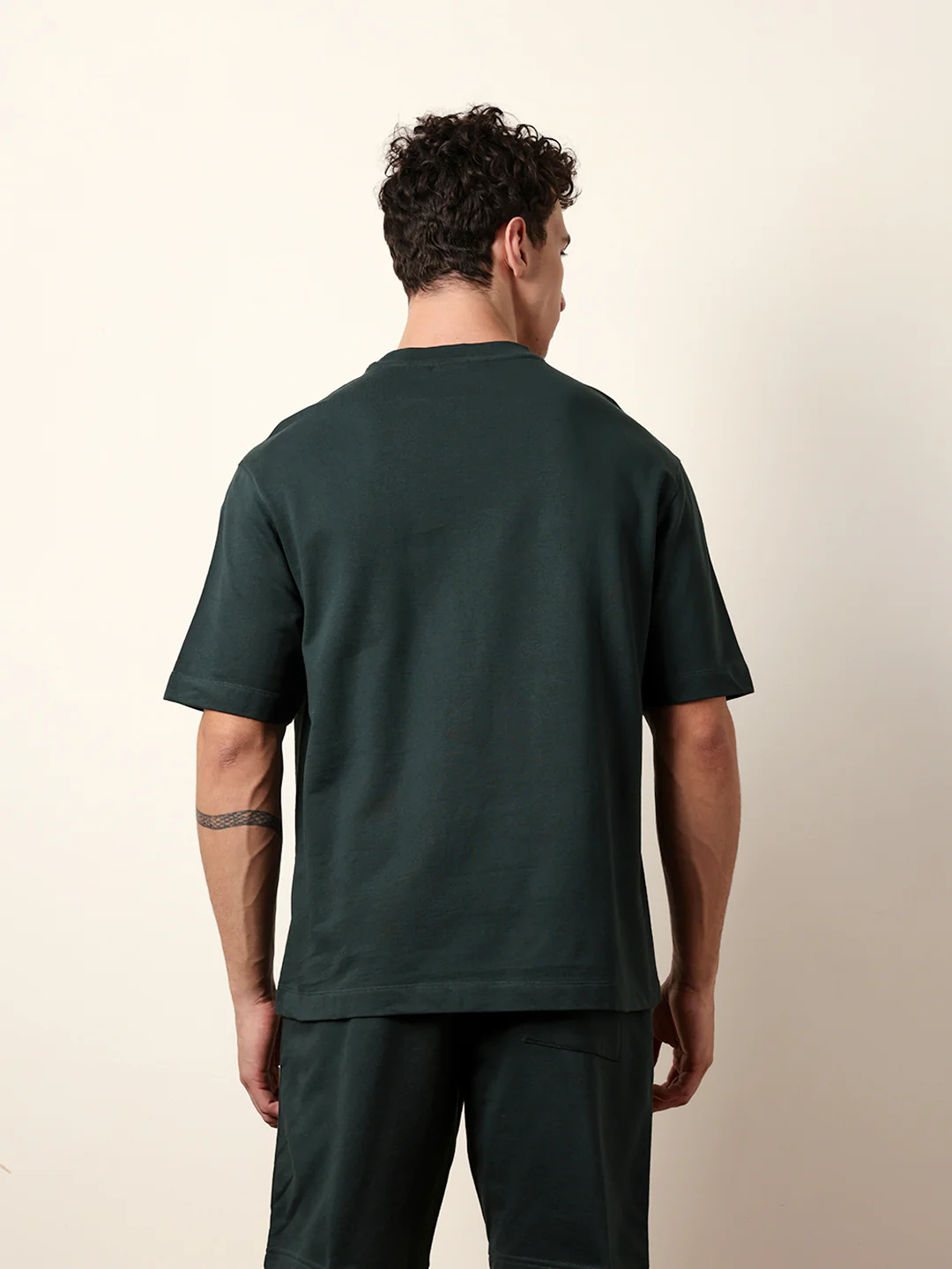 Men Green Half Sleeve Oversize T-Shirt - Image 7
