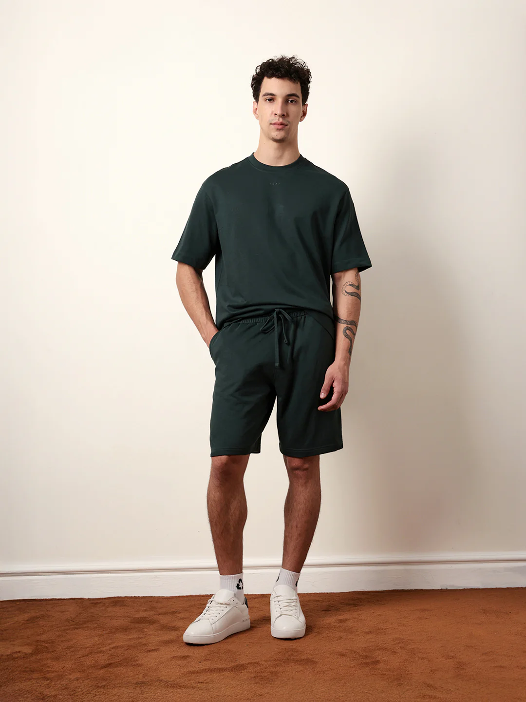 Men Green Half Sleeve Oversize T-Shirt - Image 8