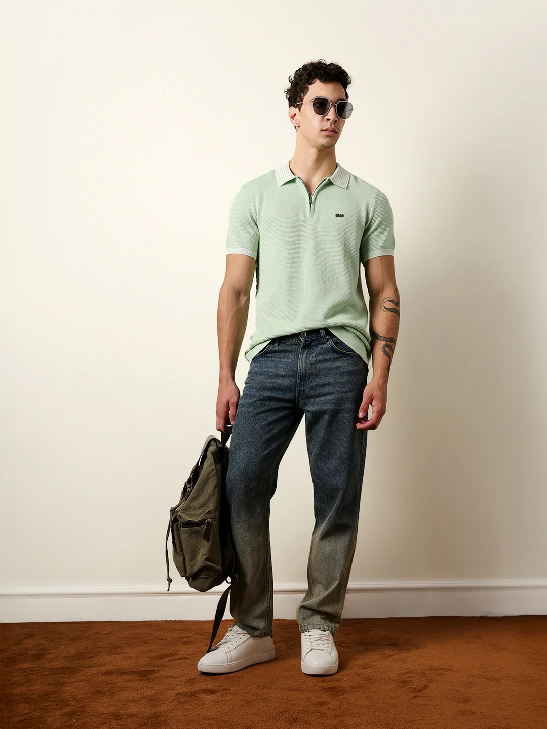 Men Green Half Sleeve Polo T-Shirt - Image 2