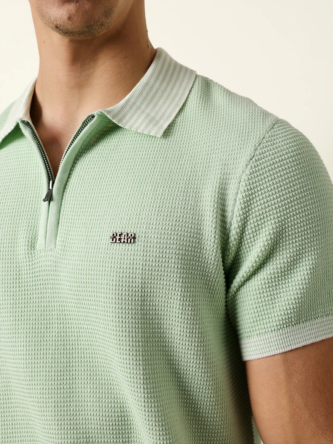 Men Green Half Sleeve Polo T-Shirt - Image 6