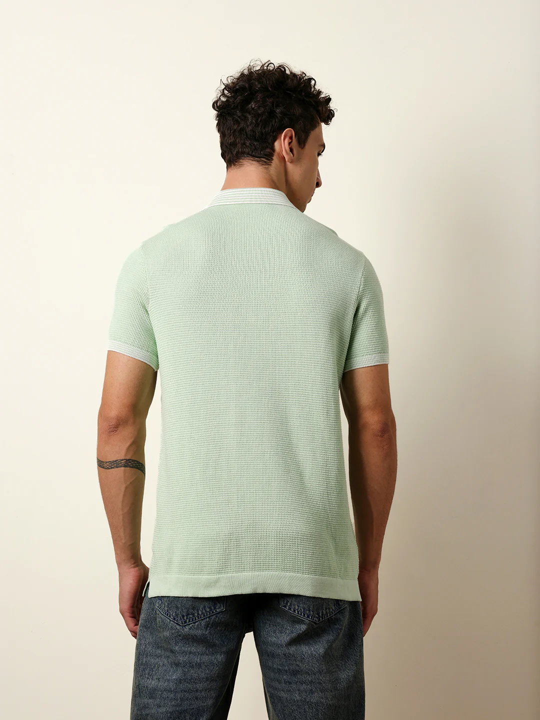 Men Green Half Sleeve Polo T-Shirt - Image 7