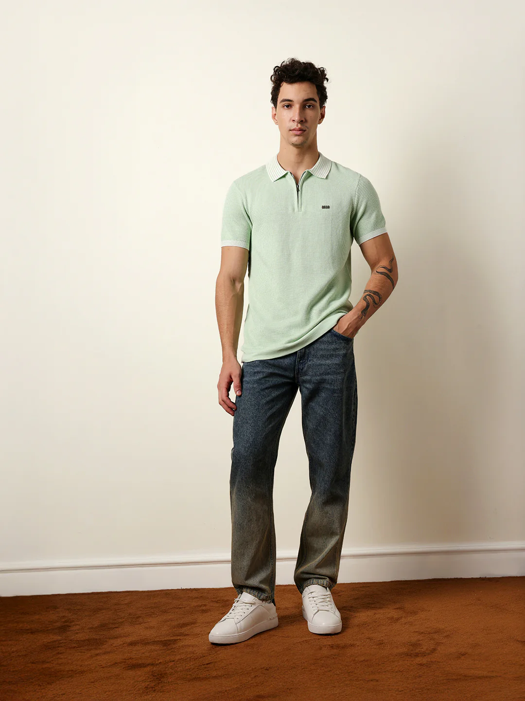 Men Green Half Sleeve Polo T-Shirt - Image 8