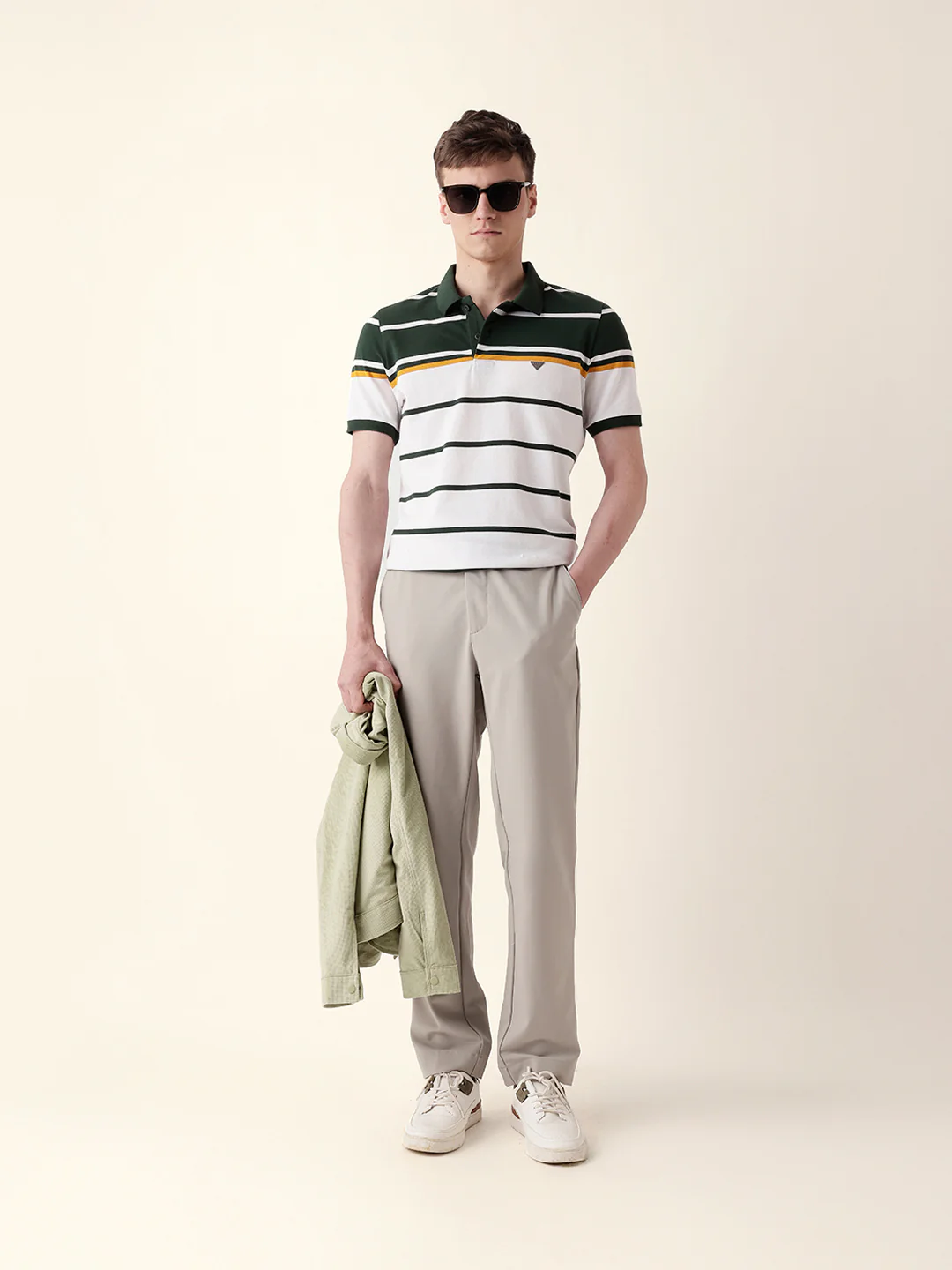 Men Green Half Sleeve Polo T-Shirt - Image 3