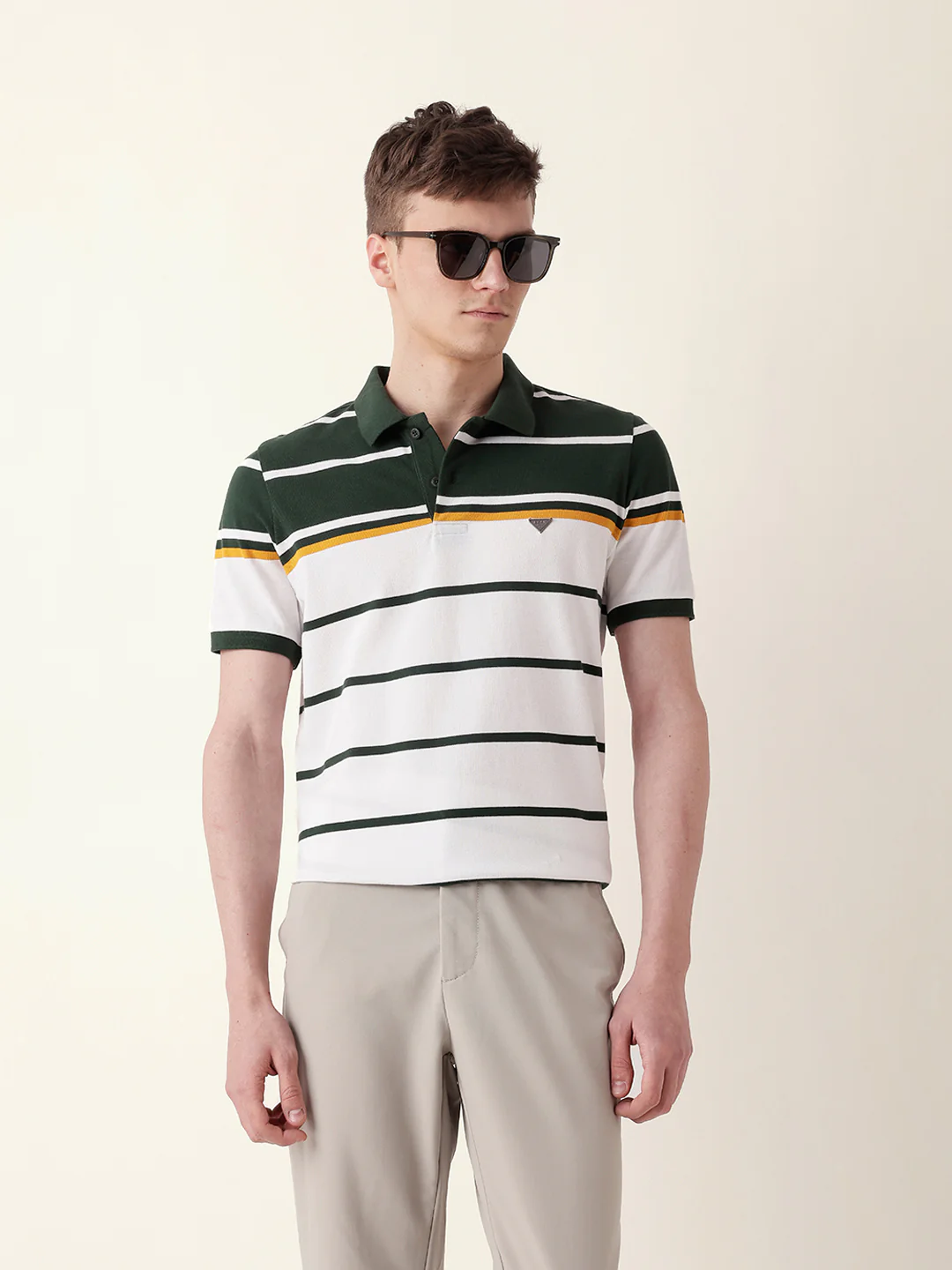 Men Green Half Sleeve Polo T-Shirt - Image 4