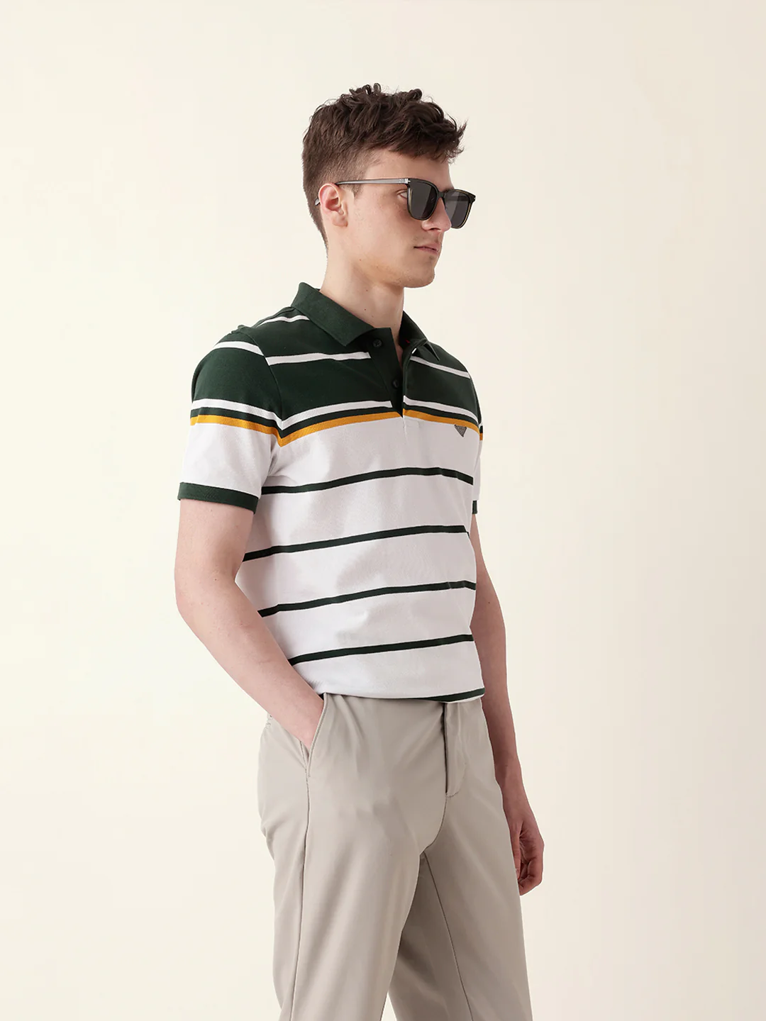 Men Green Half Sleeve Polo T-Shirt - Image 6