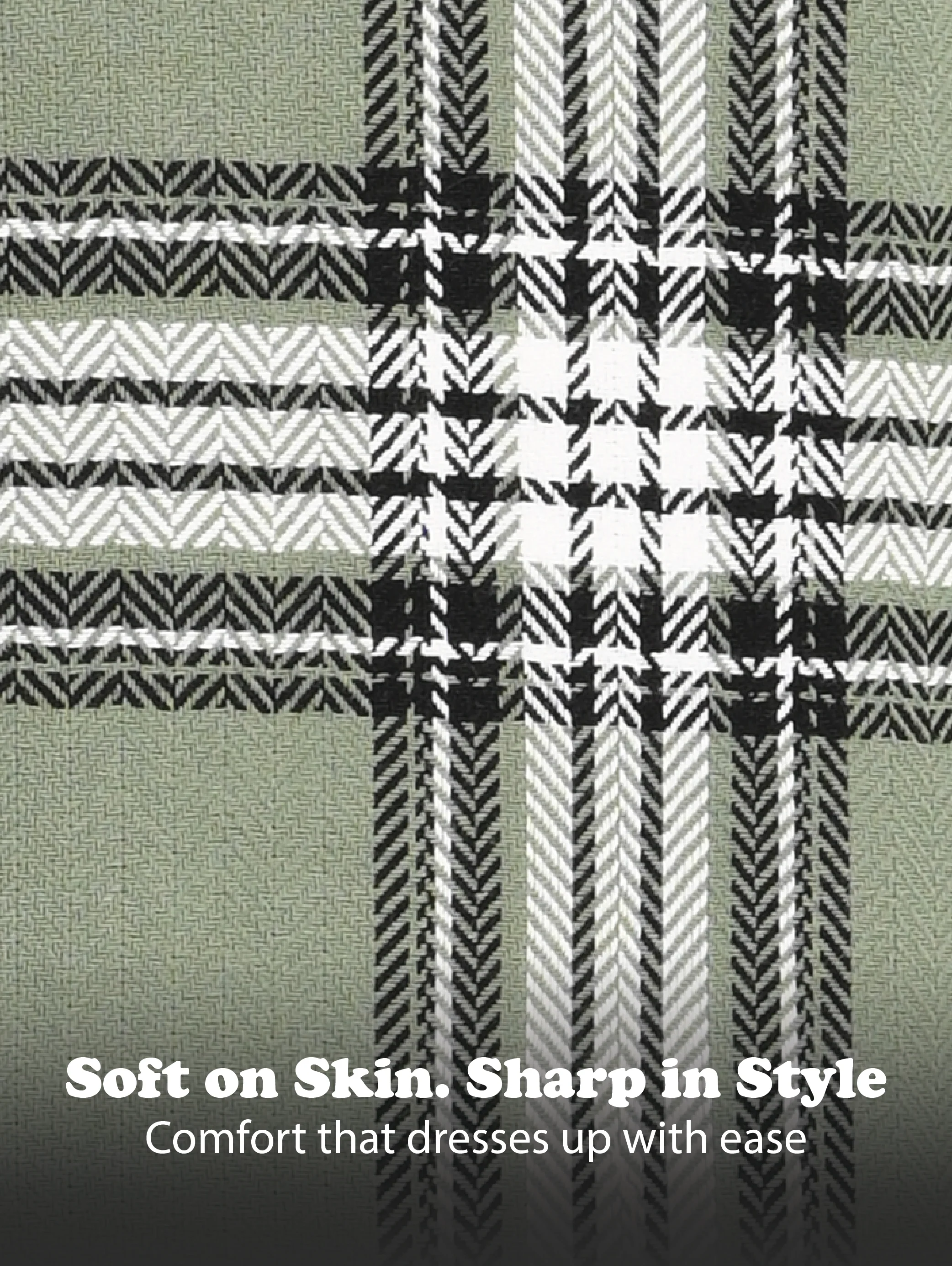 Men Green Herringbone Checked Shirt - Image 4