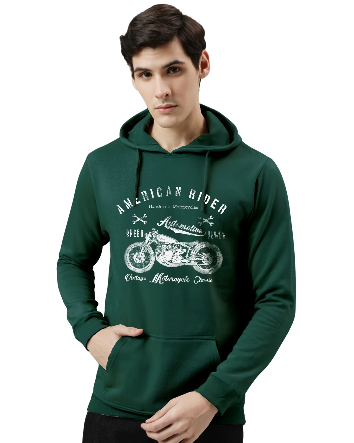 Men Green Printed Hoodie - Image 2