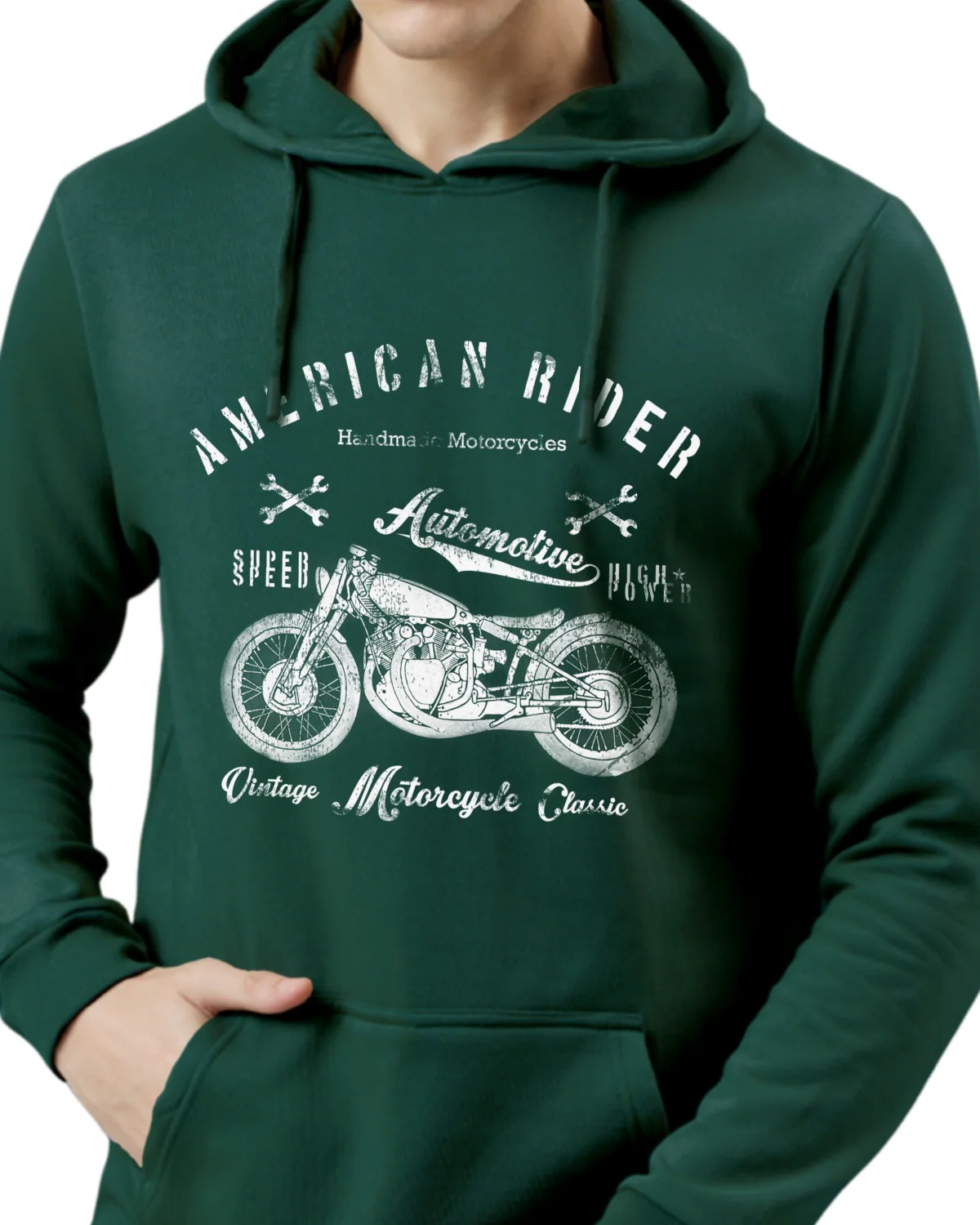 Men Green Printed Hoodie - Image 3