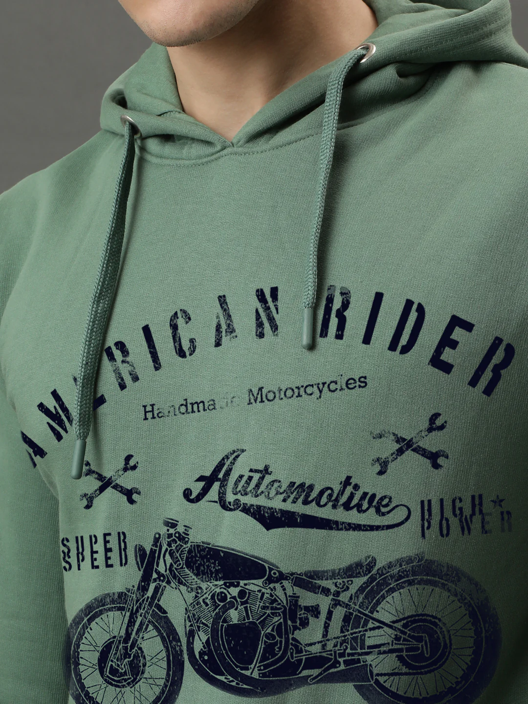 Men Green Printed Hoodie - Image 4