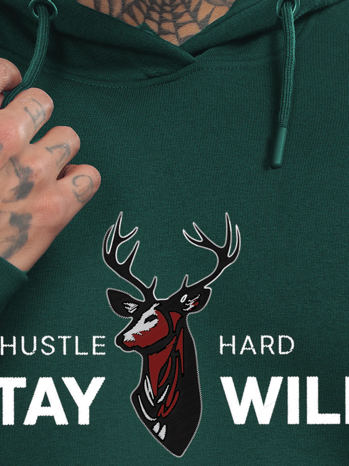 Men Green Printed Hoodie - Image 2