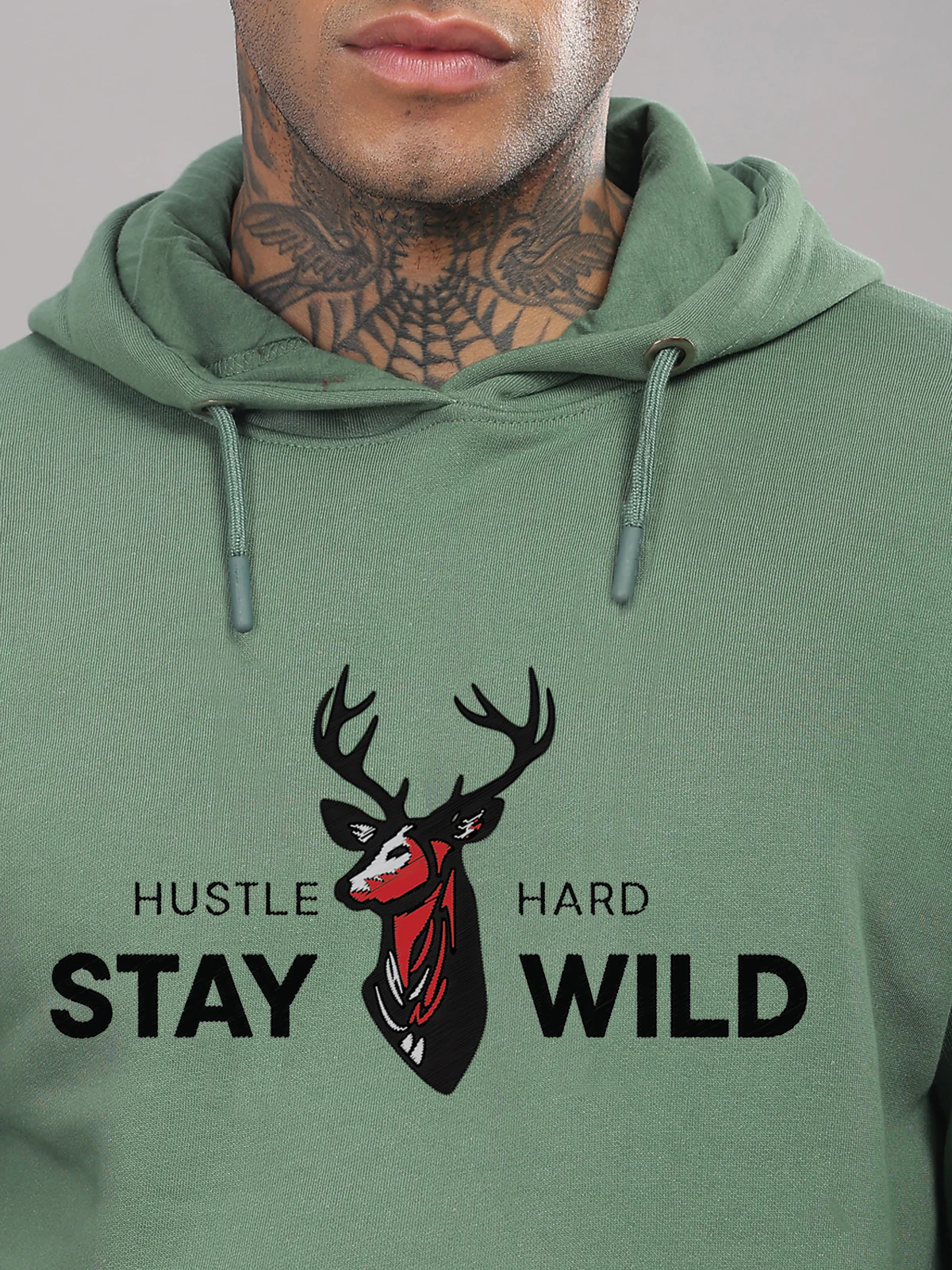Men Green Printed Hoodie - Image 2