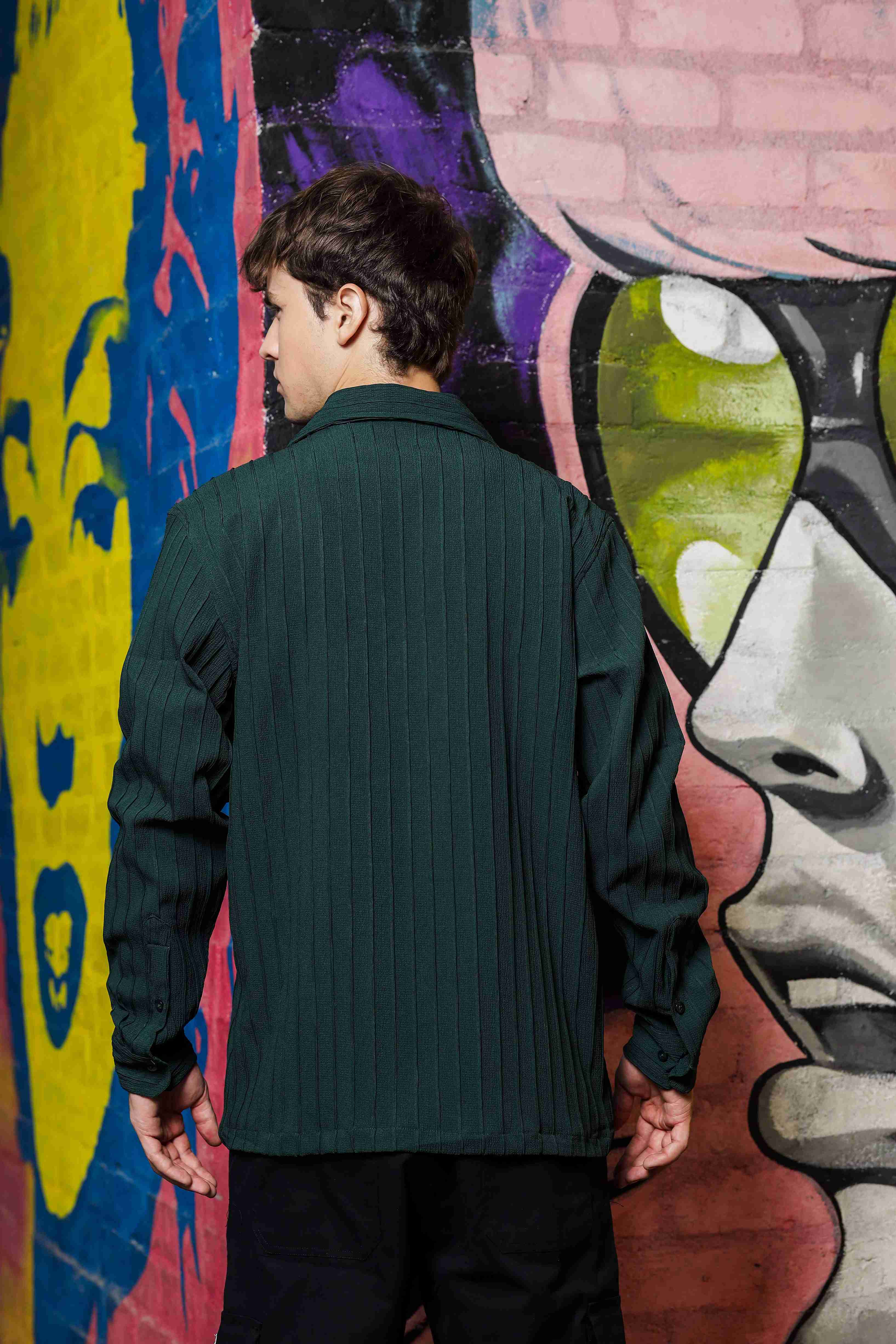 Men Green Korean Shirt - Image 4