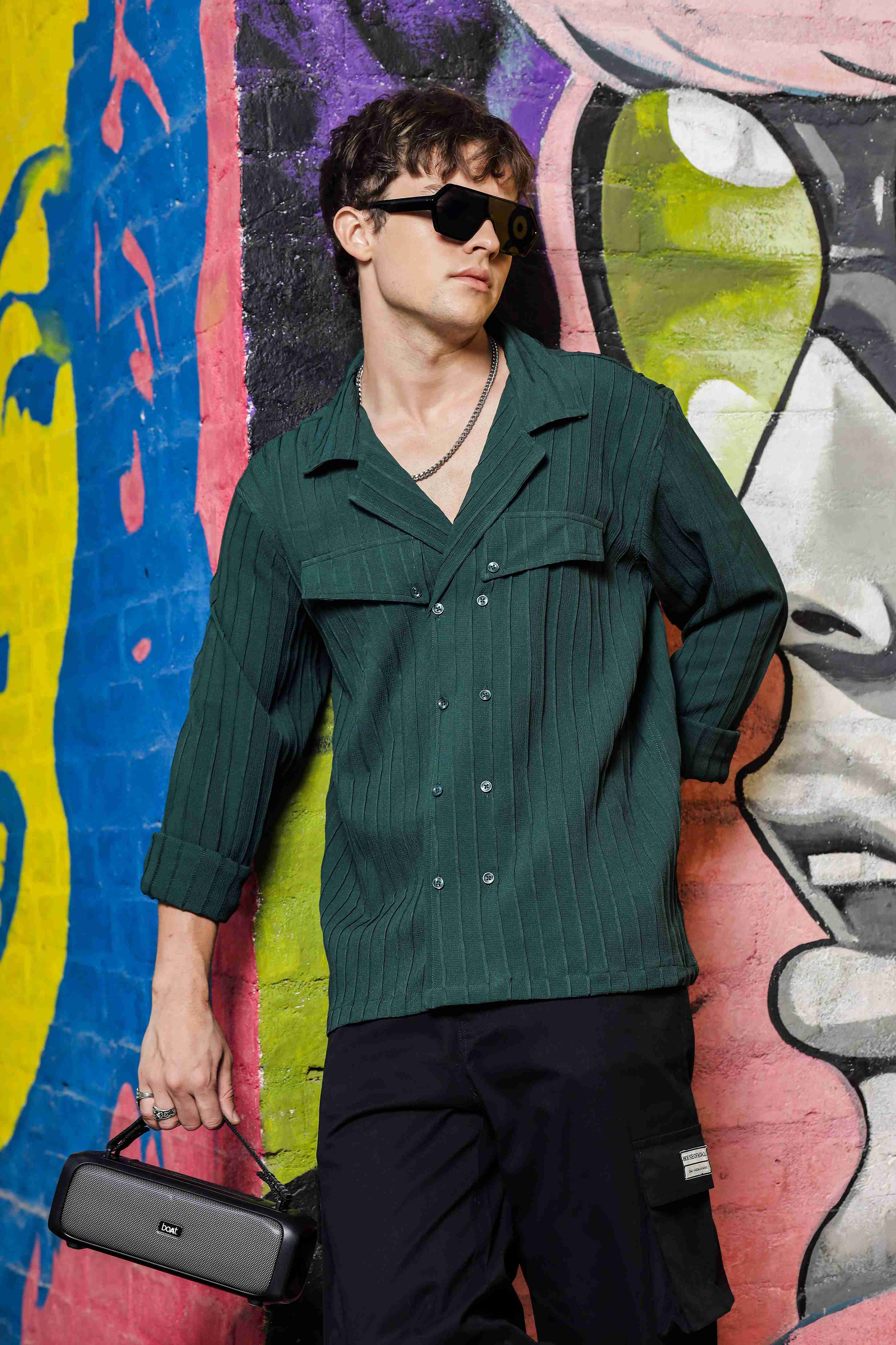 Men Green Korean Shirt - Image 5