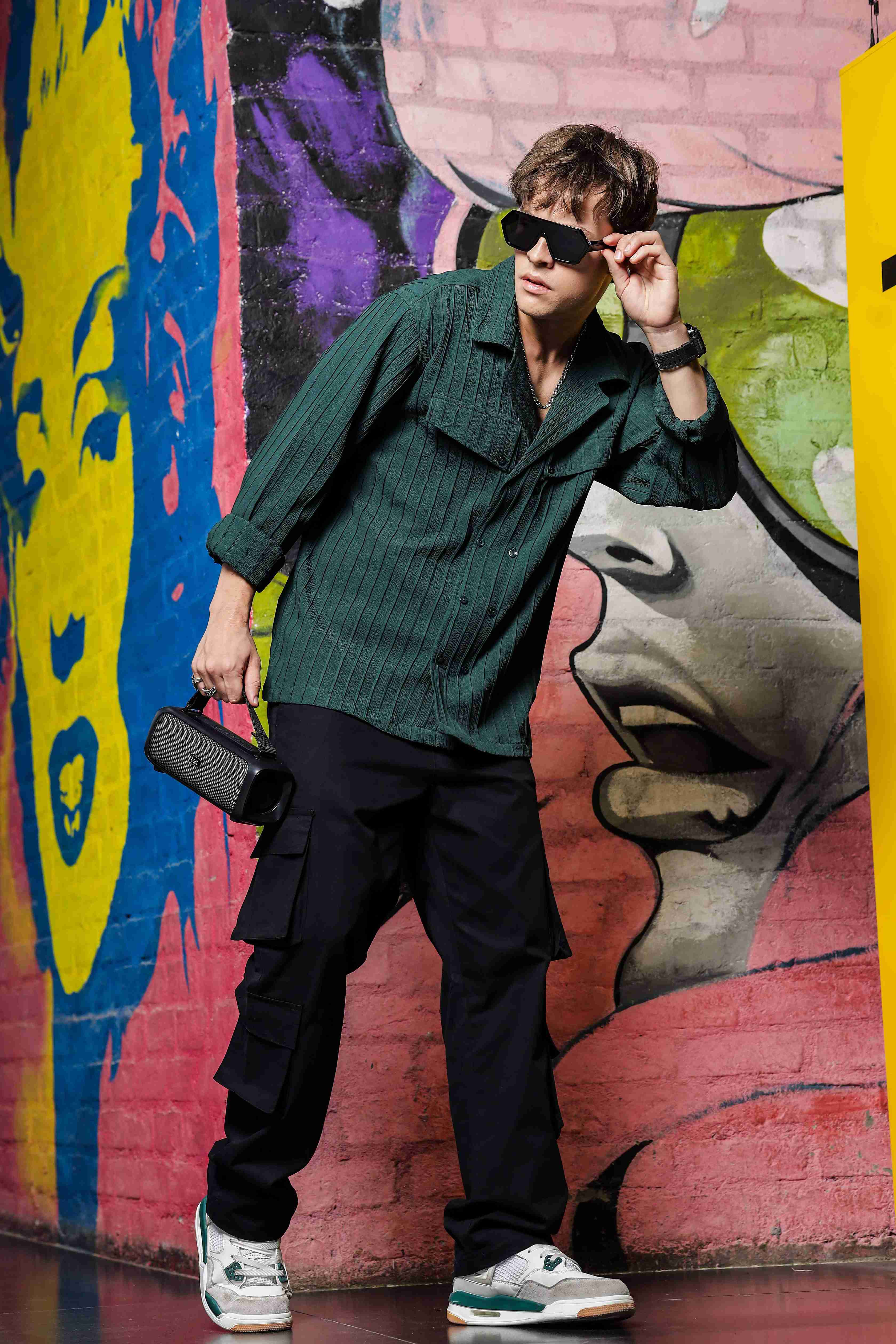Men Green Korean Shirt - Image 6