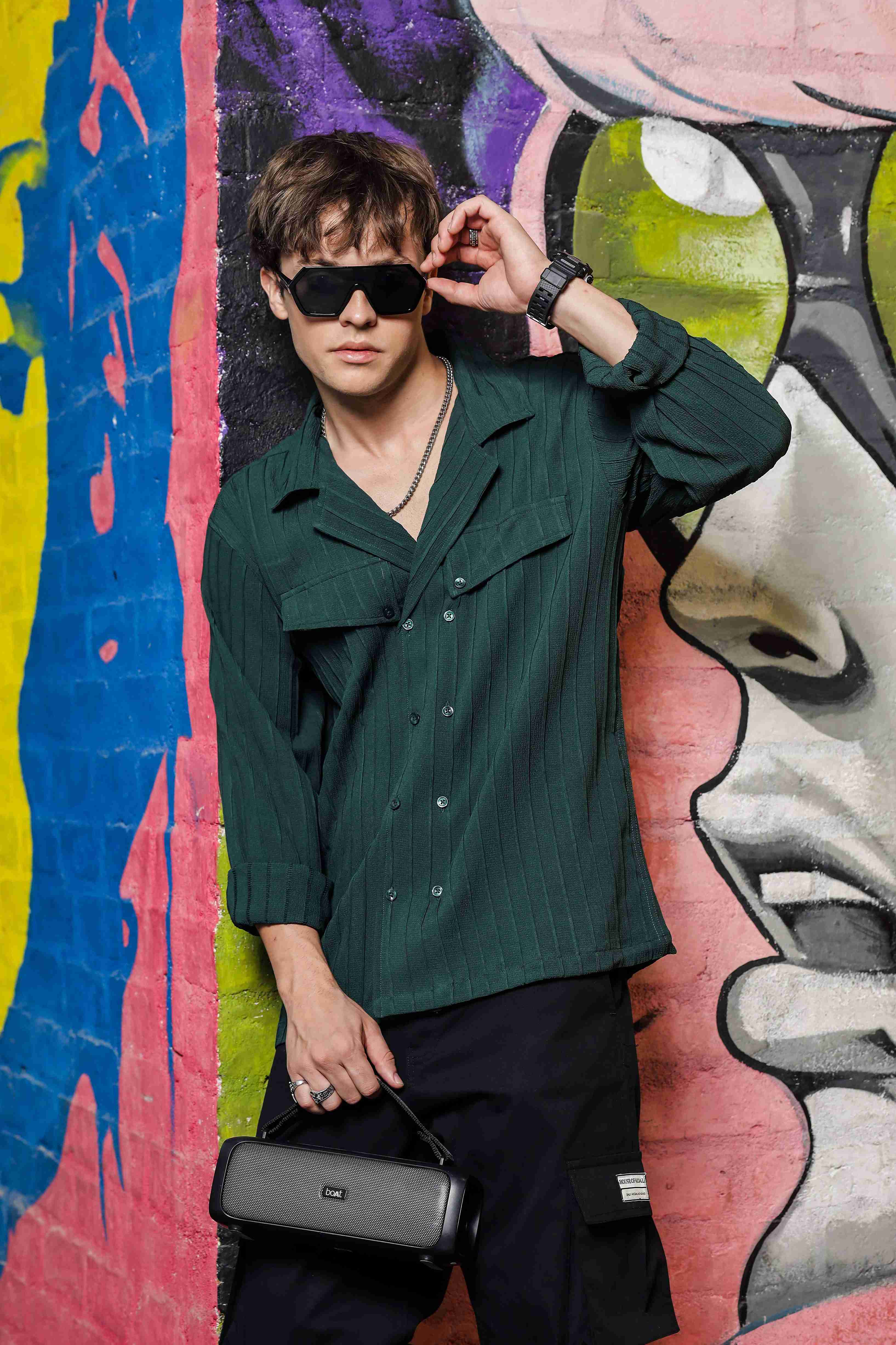 Men Green Korean Shirt - Image 7