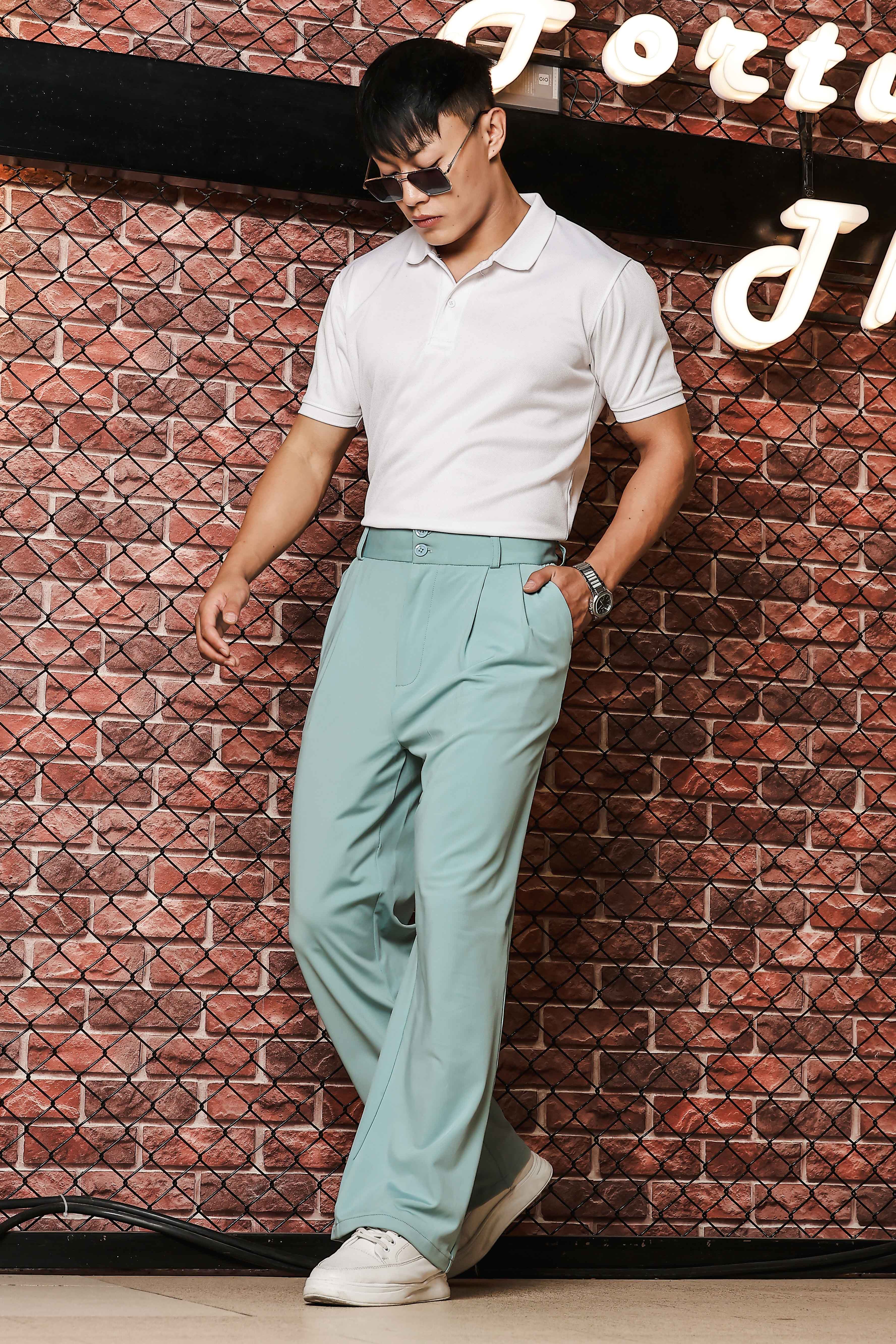 Men Green Korean Trousers - Image 4