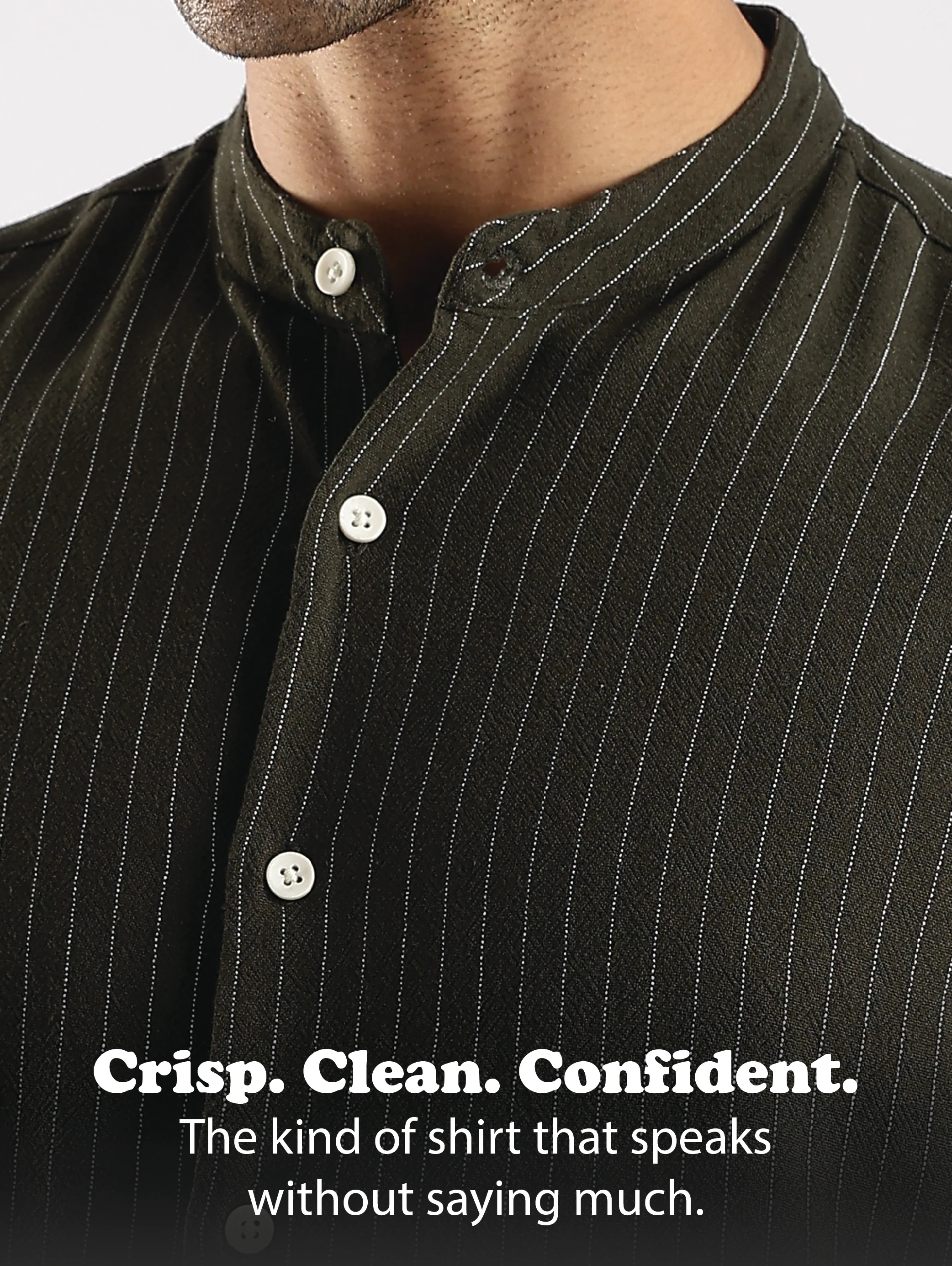 Men Green Linen Blend Striped Shirt - Image 12