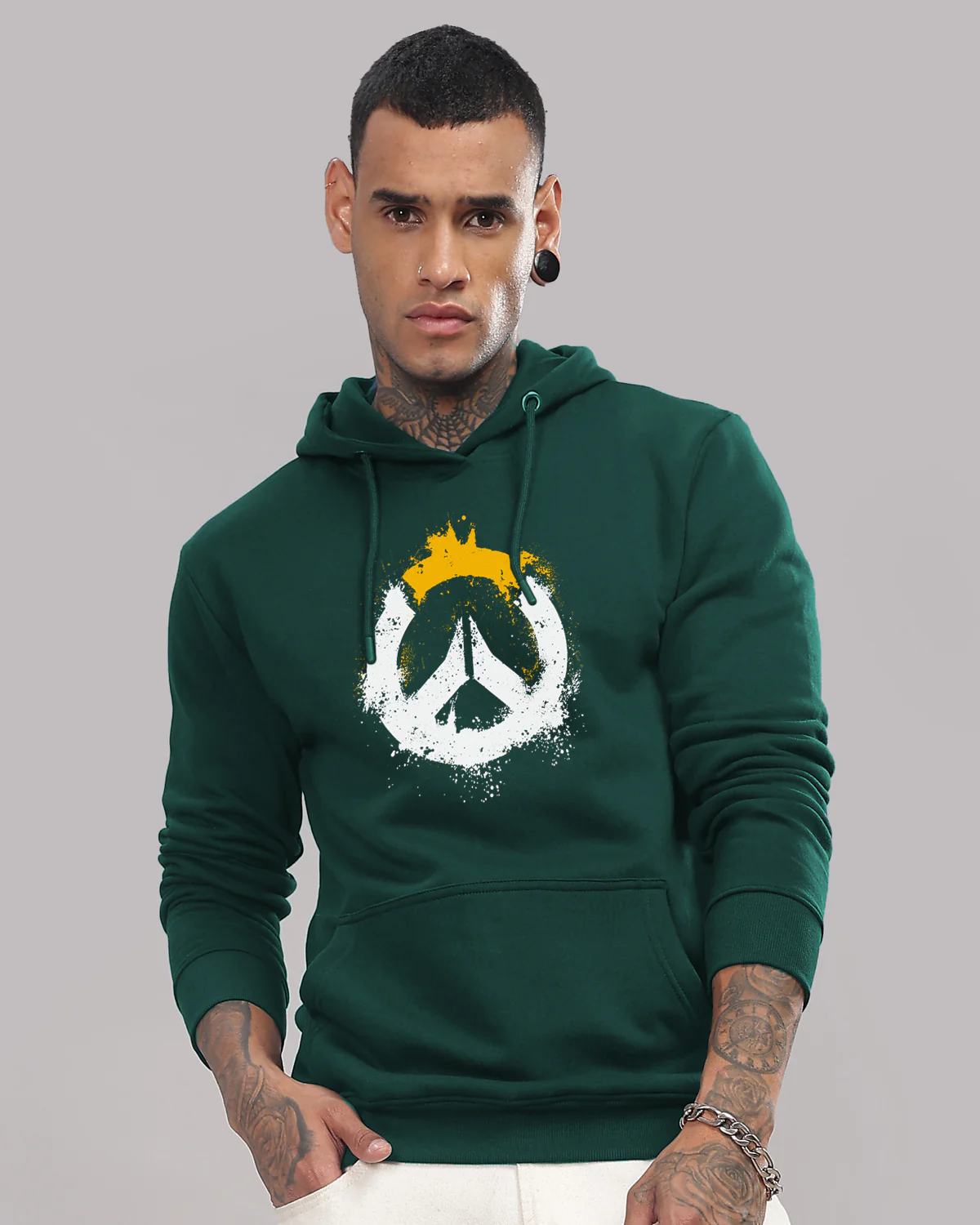 Men Green Long Lasting Printed Hoodie - Image 2