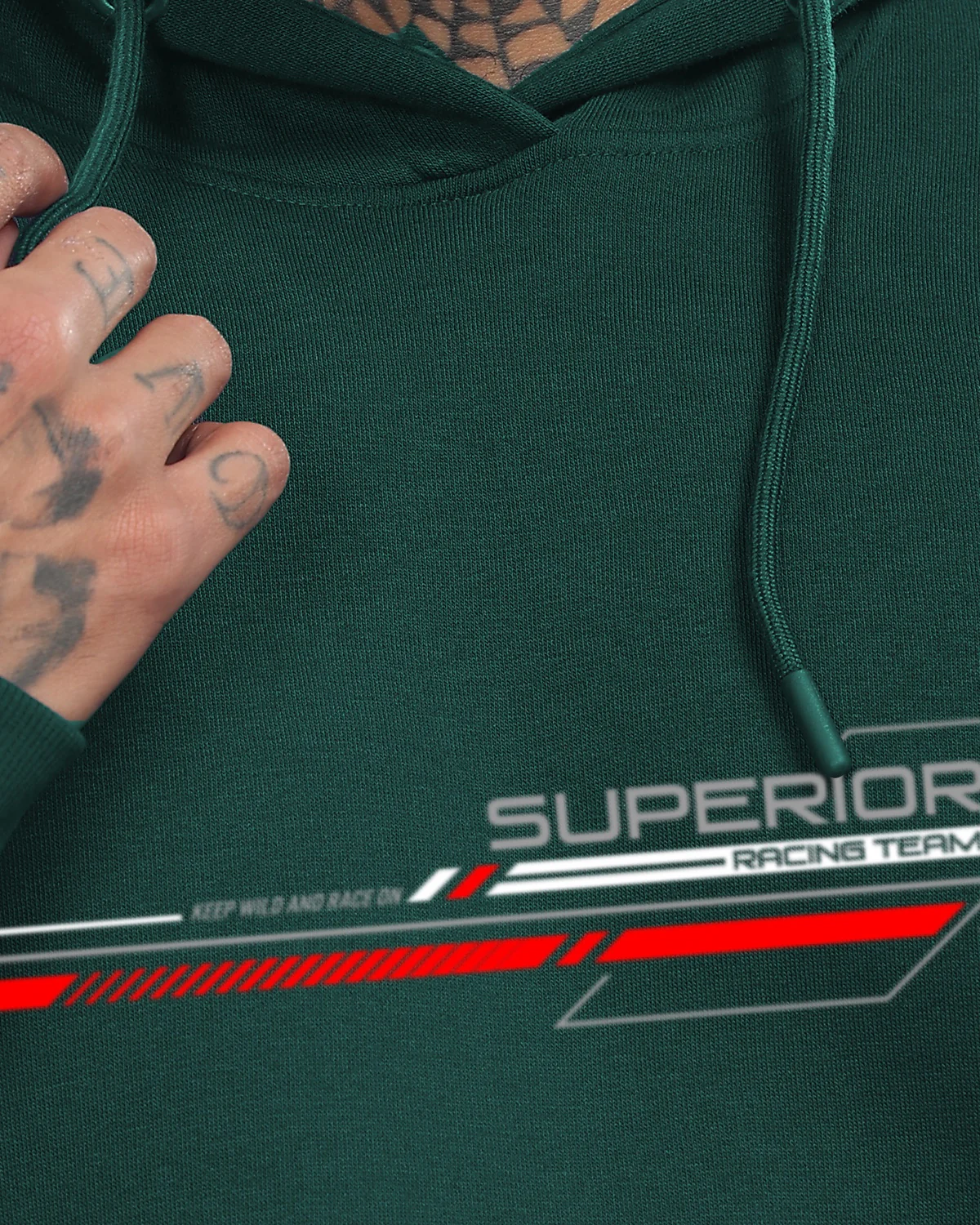 Men Green Long Lasting Printed Hoodie - Image 3
