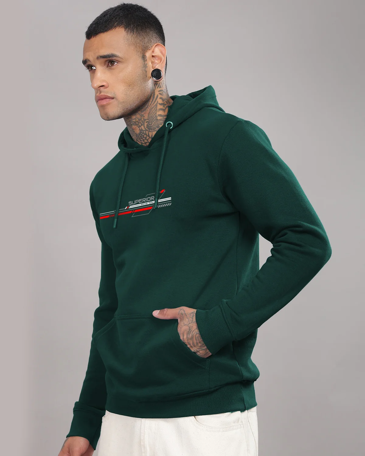 Men Green Long Lasting Printed Hoodie - Image 5