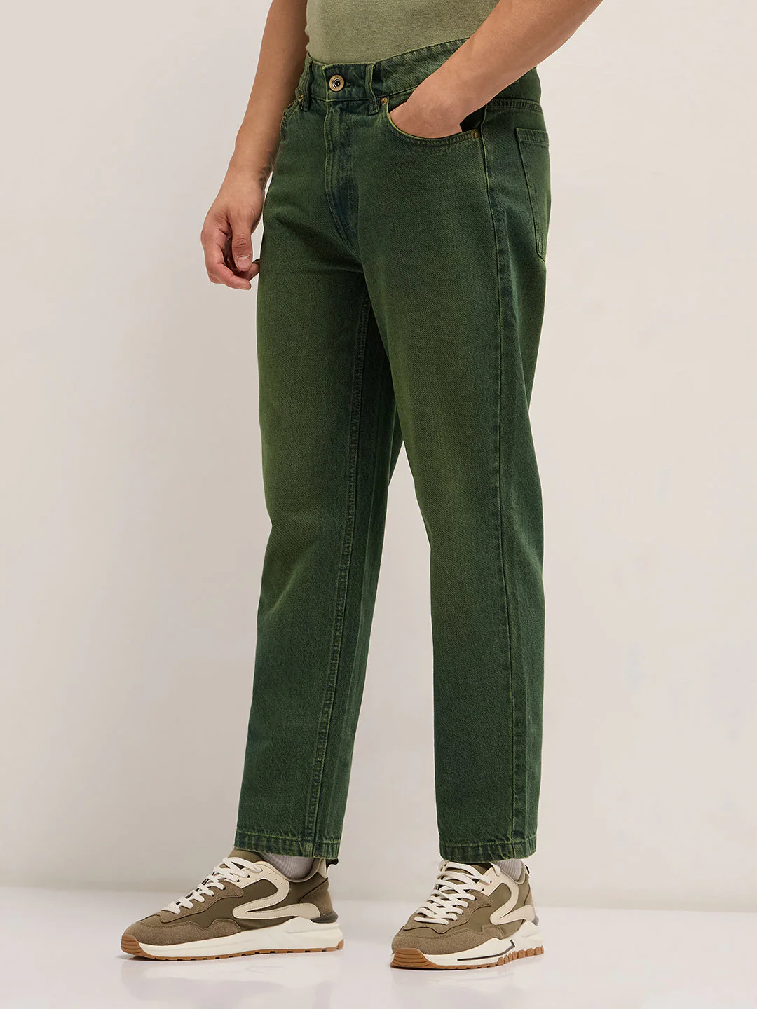 Men Green Mid-Rise Straight Fit Jeans - Image 3