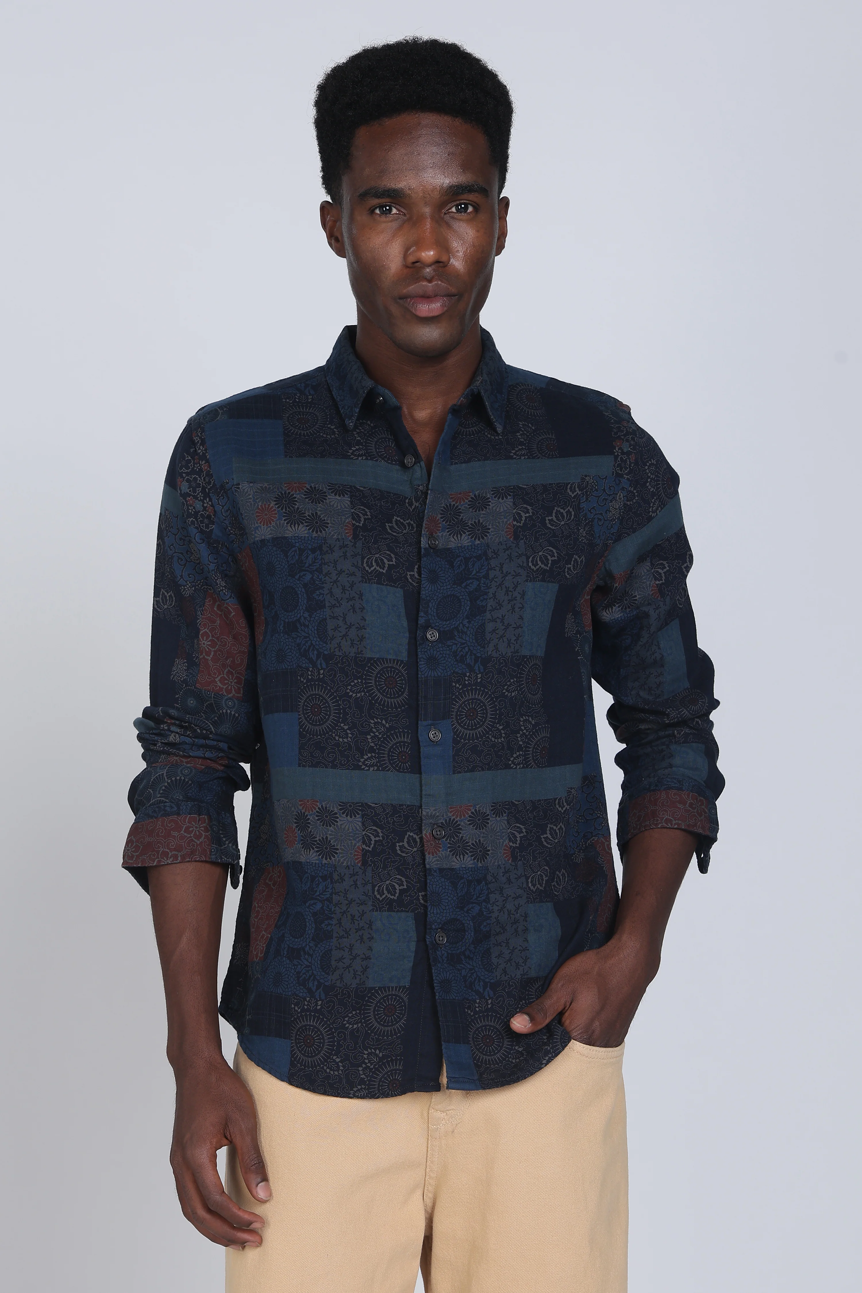 Men Green Multi Patch Print Shirt - Image 6