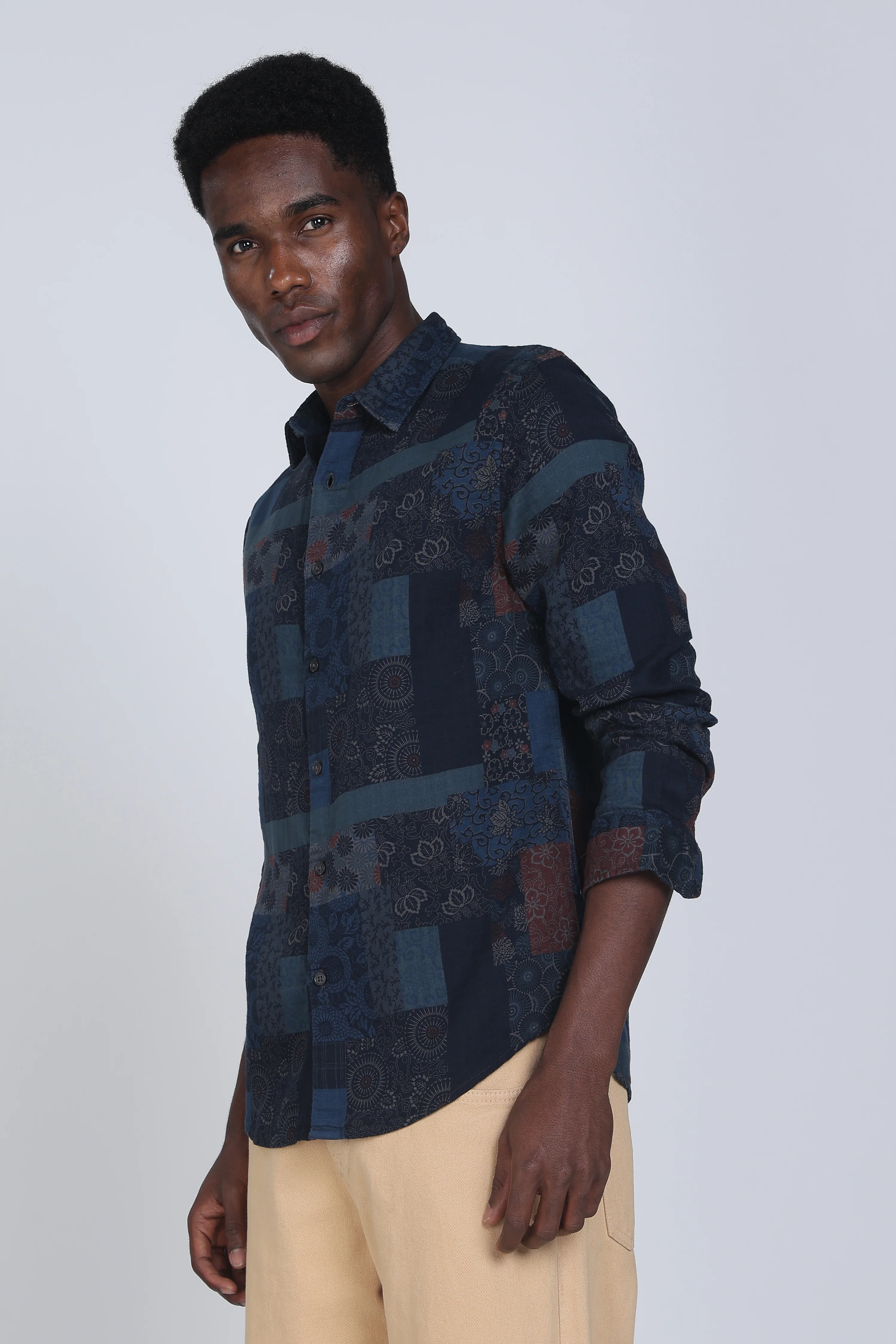 Men Green Multi Patch Print Shirt - Image 7