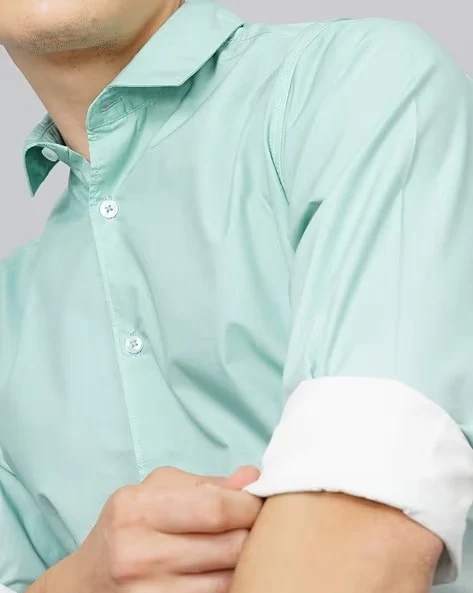 Men Green Ombre Dyed Shirt - Image 3