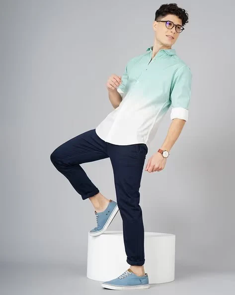 Men Green Ombre Dyed Shirt - Image 4