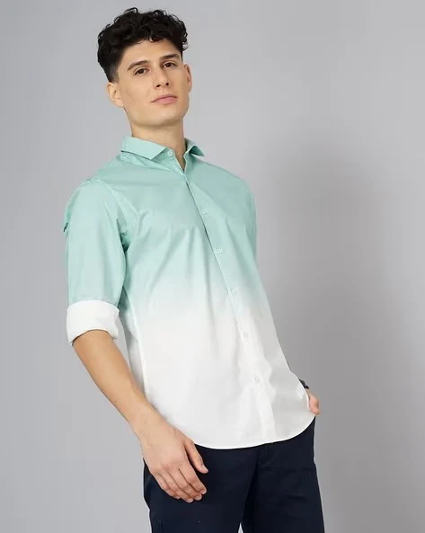 Men Green Ombre Dyed Shirt - Image 5