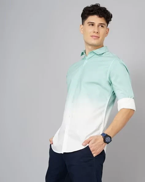 Men Green Ombre Dyed Shirt - Image 6