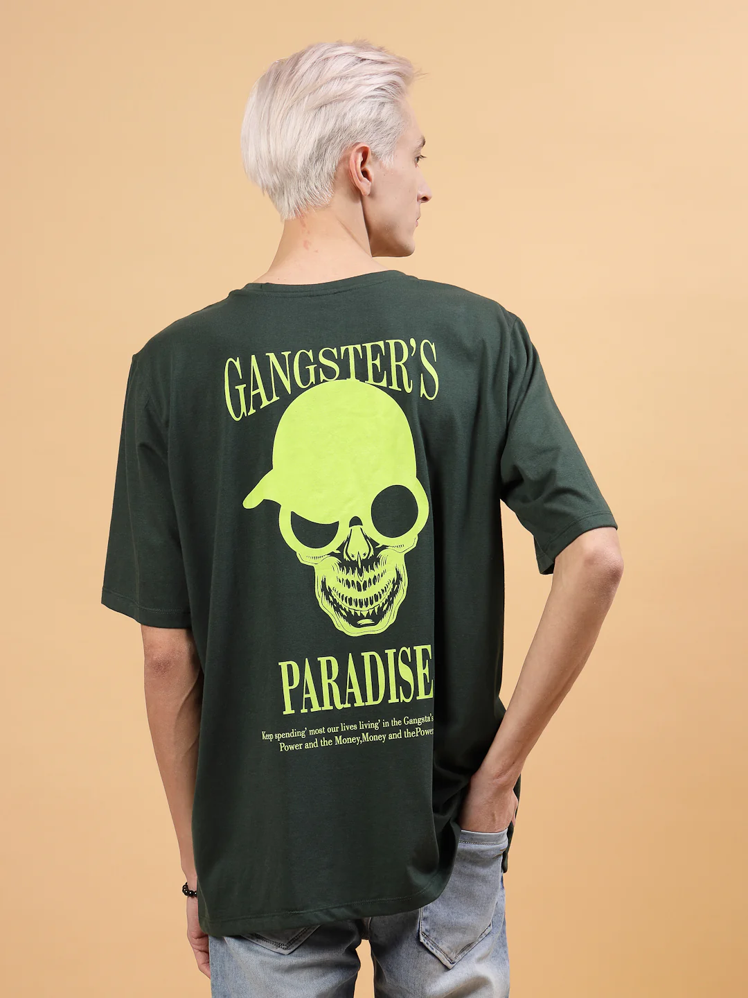 Men Green Oversized Printed T-shirt - Image 2