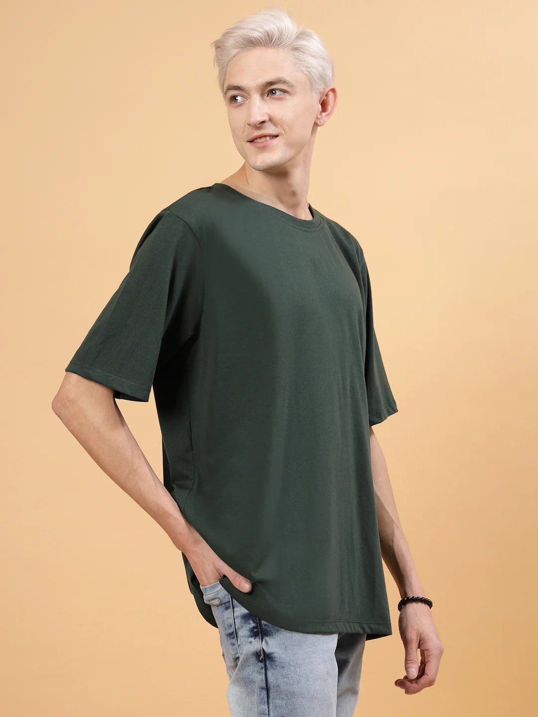 Men Green Oversized Printed T-shirt - Image 4