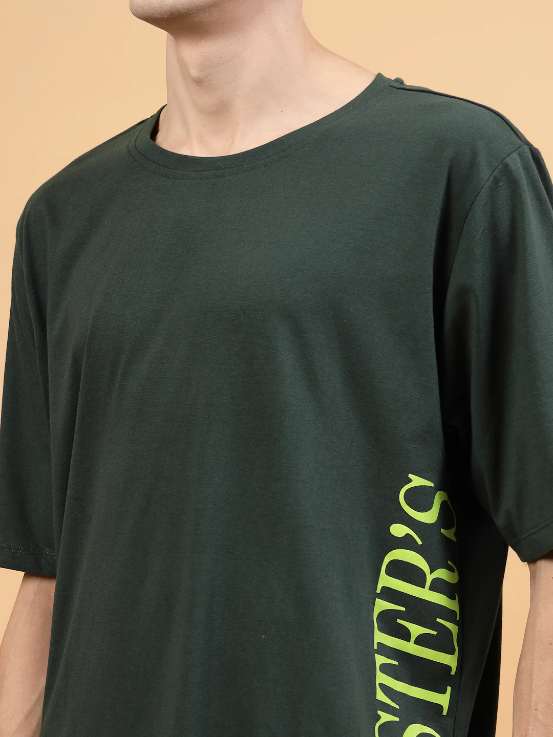Men Green Oversized Printed T-shirt - Image 5