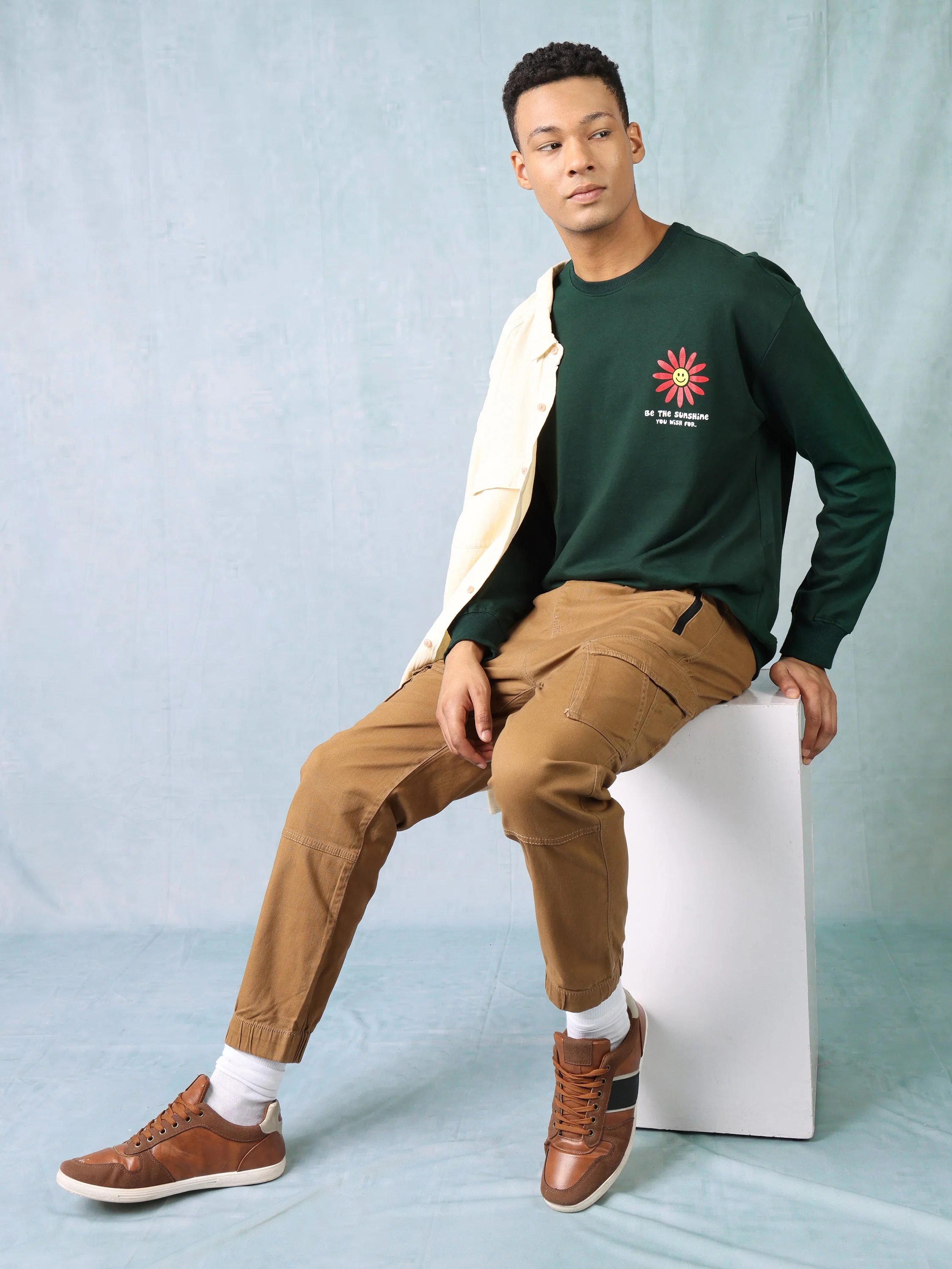 Men Green Oversized Sweatshirt - Image 2