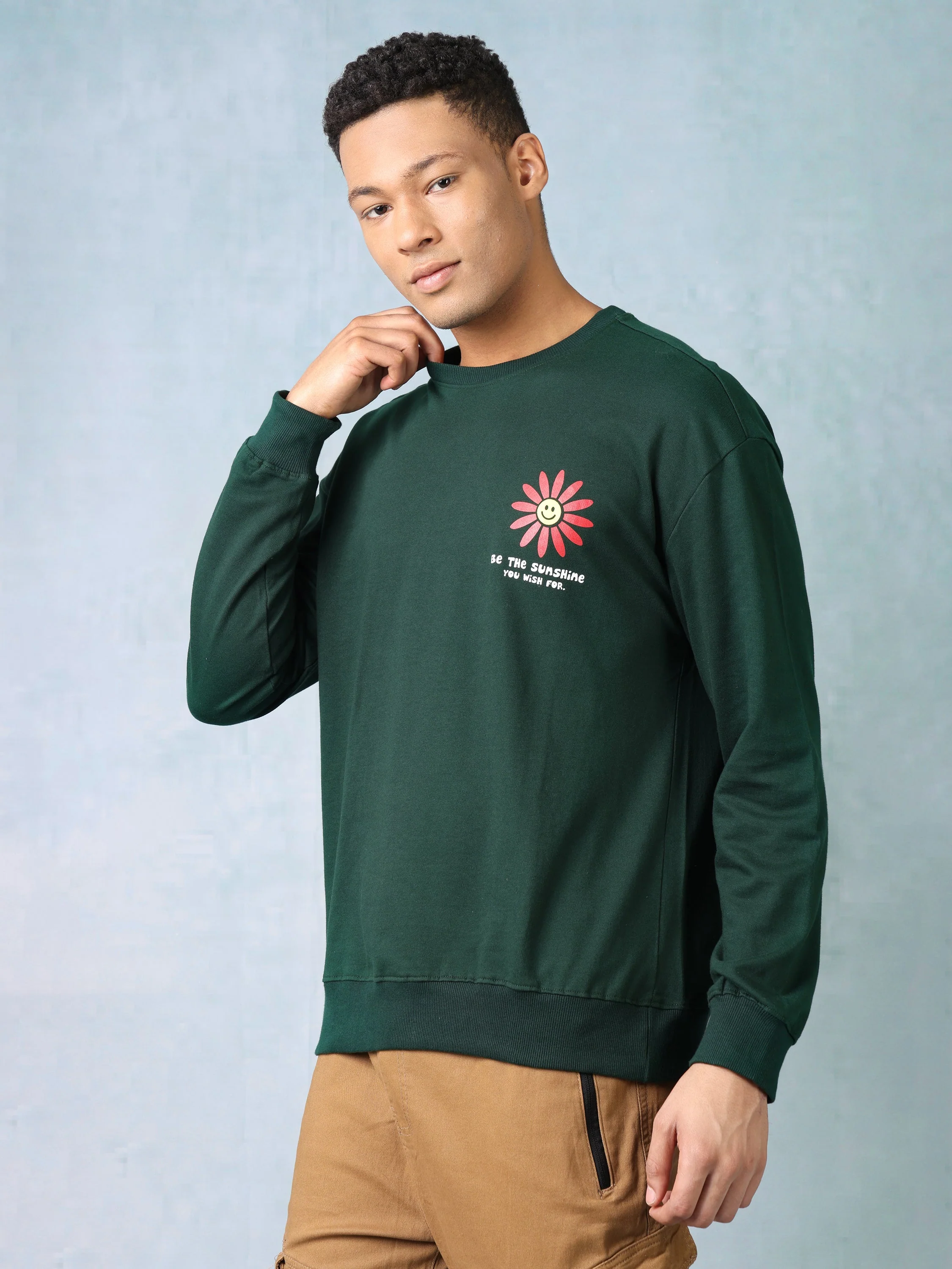 Men Green Oversized Sweatshirt - Image 3