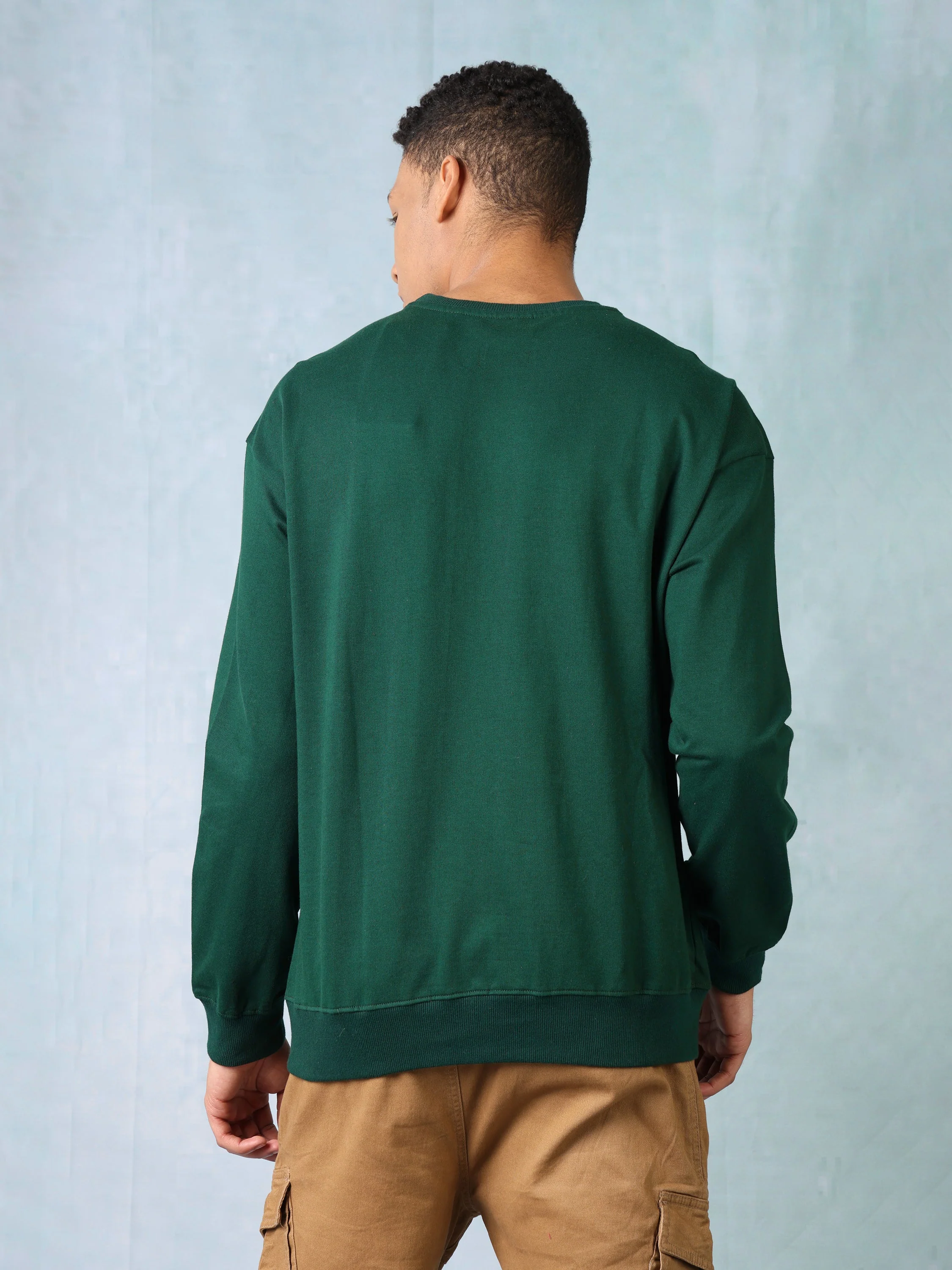 Men Green Oversized Sweatshirt - Image 4