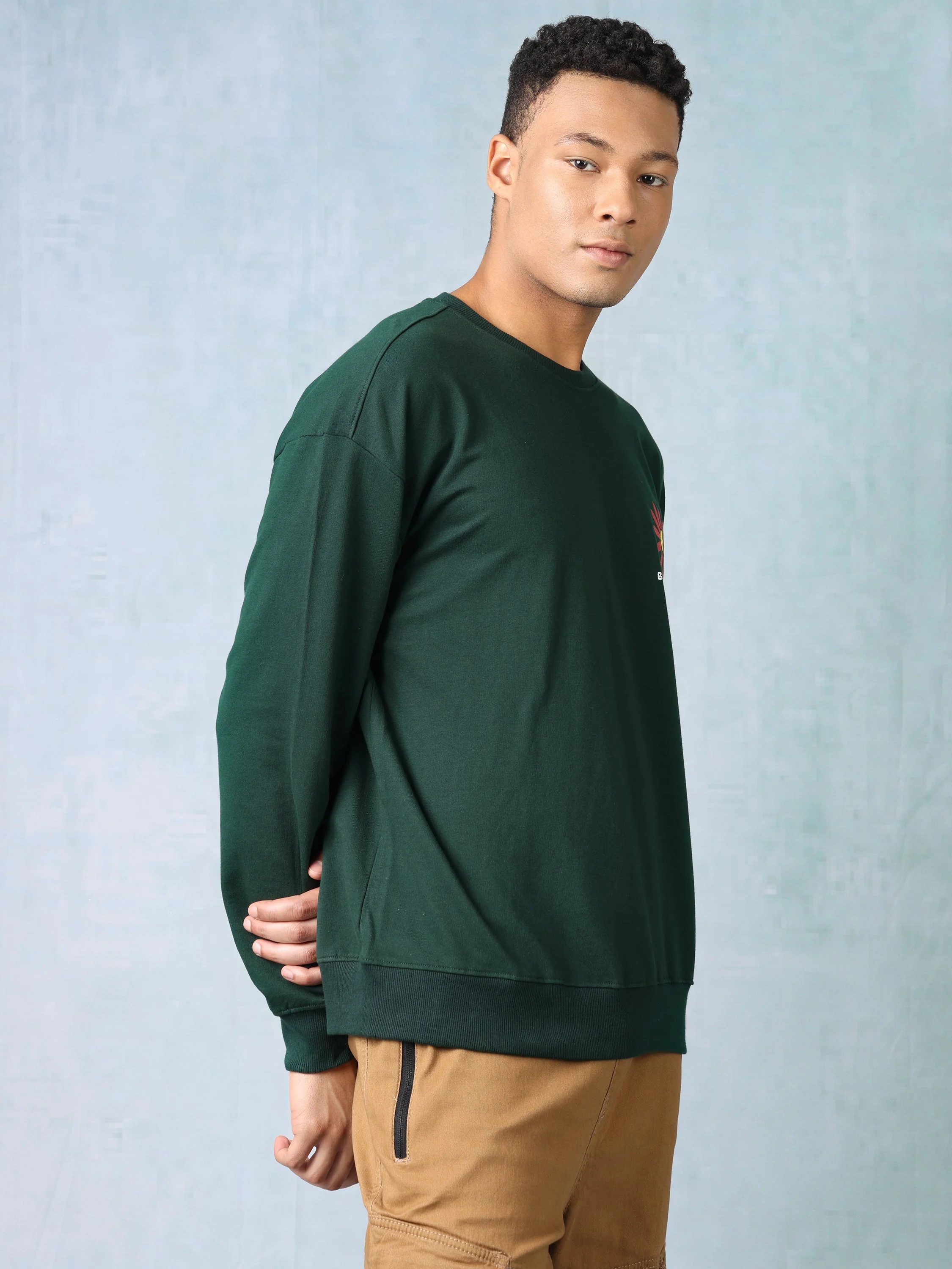 Men Green Oversized Sweatshirt - Image 5