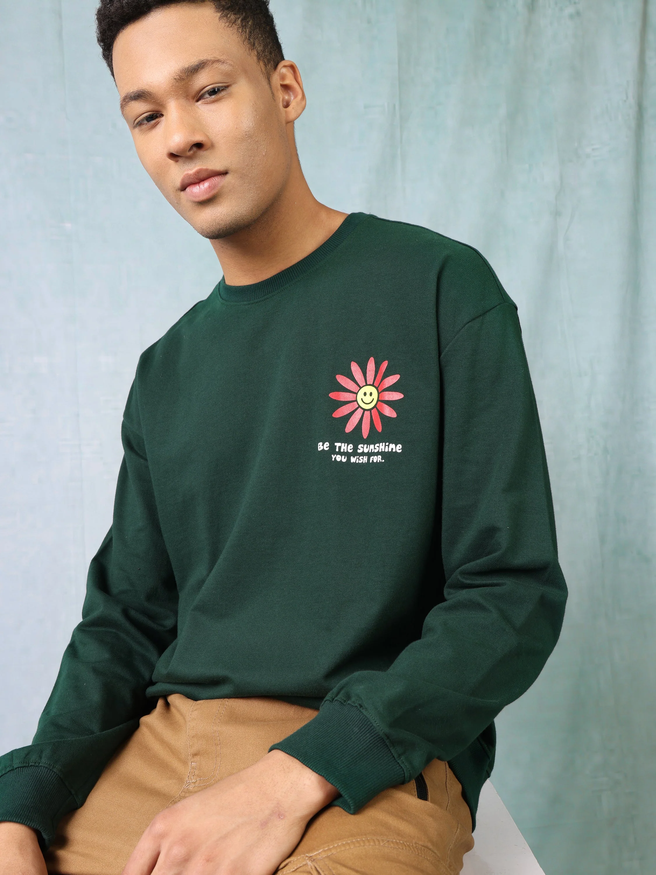 Men Green Oversized Sweatshirt - Image 6