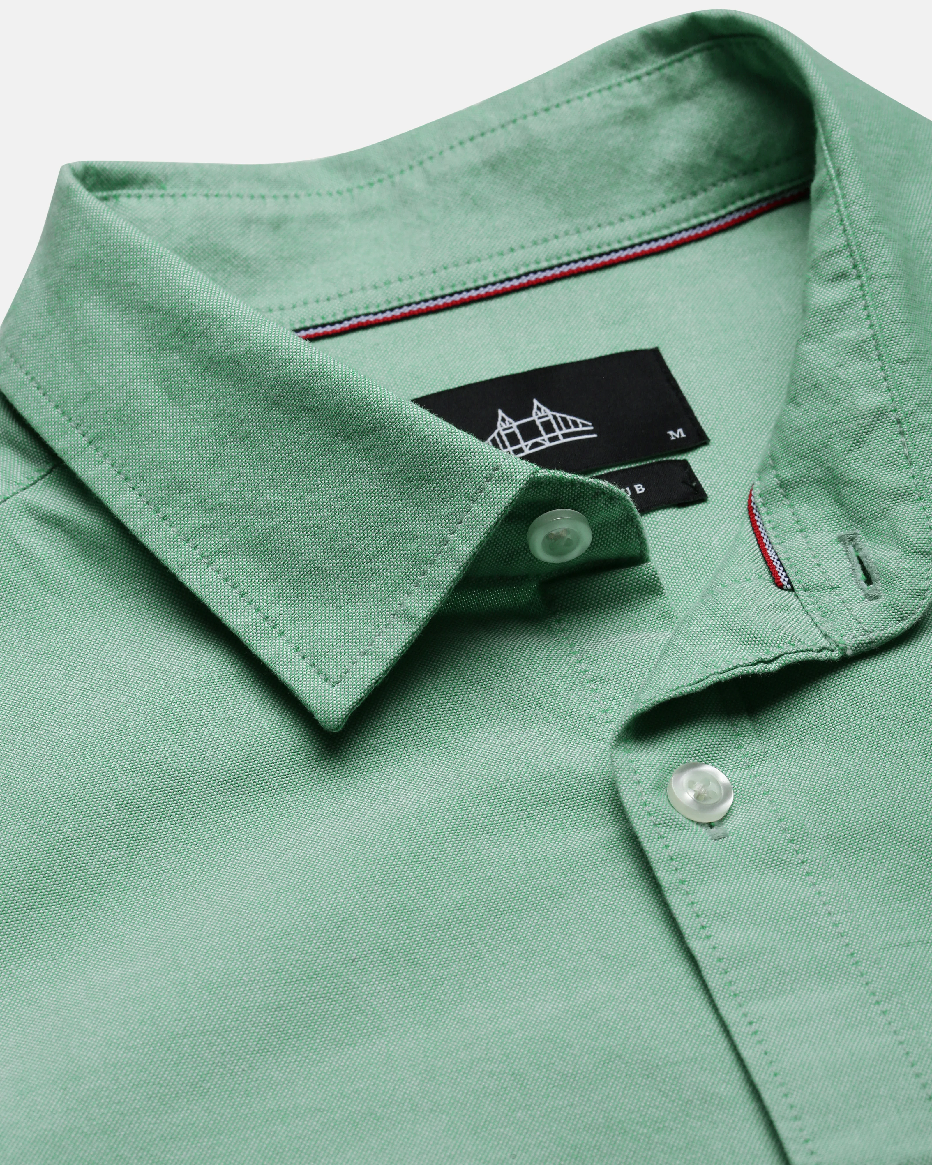 Men Green Oxford Shirt - Image 7