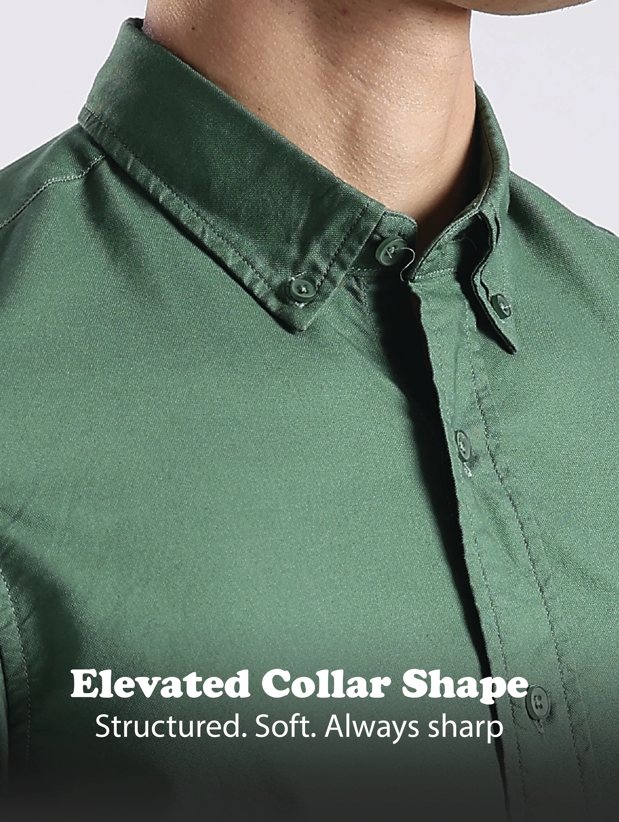 Men Green Oxford Solid Shirt - Image 13