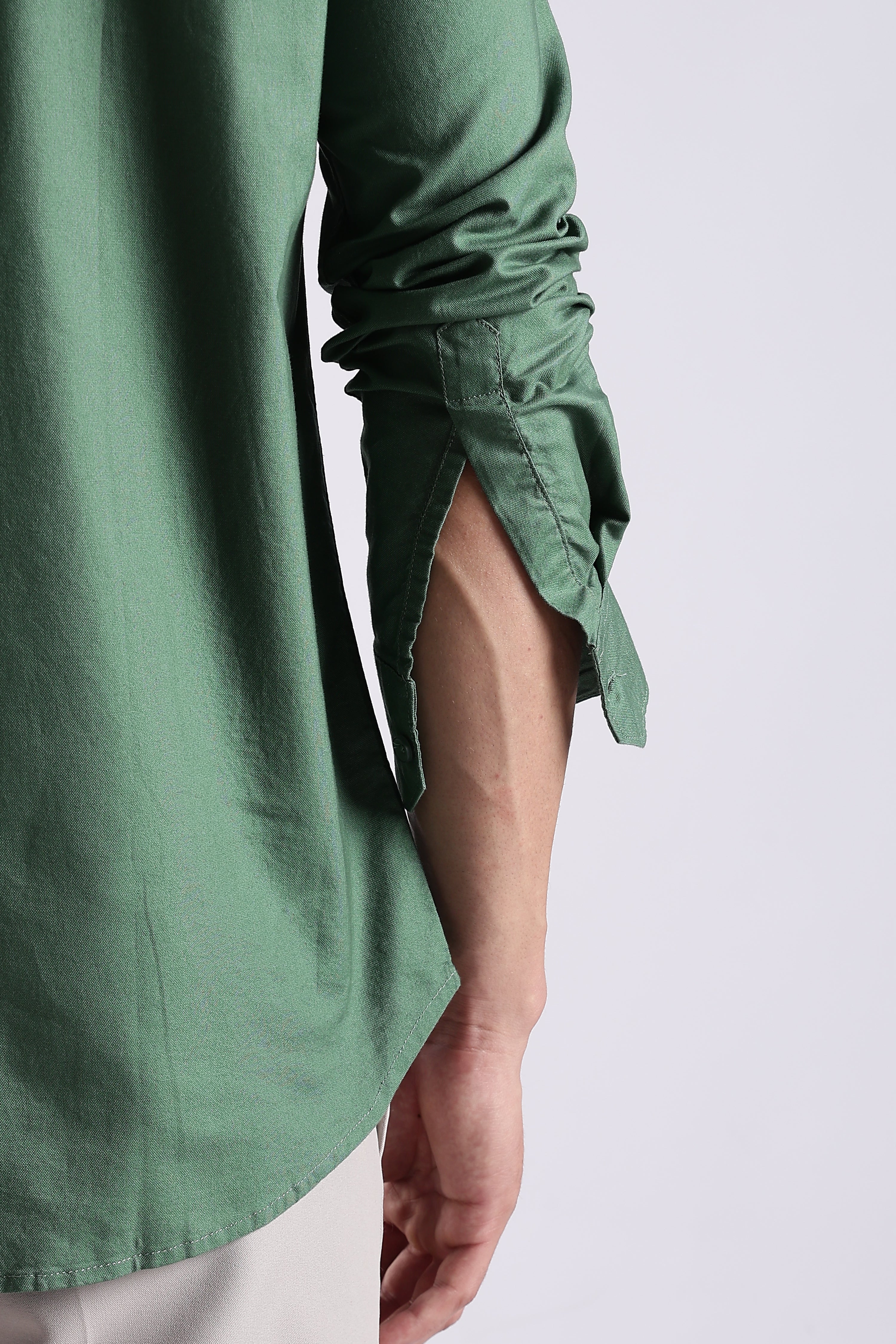 Men Green Oxford Solid Shirt - Image 8