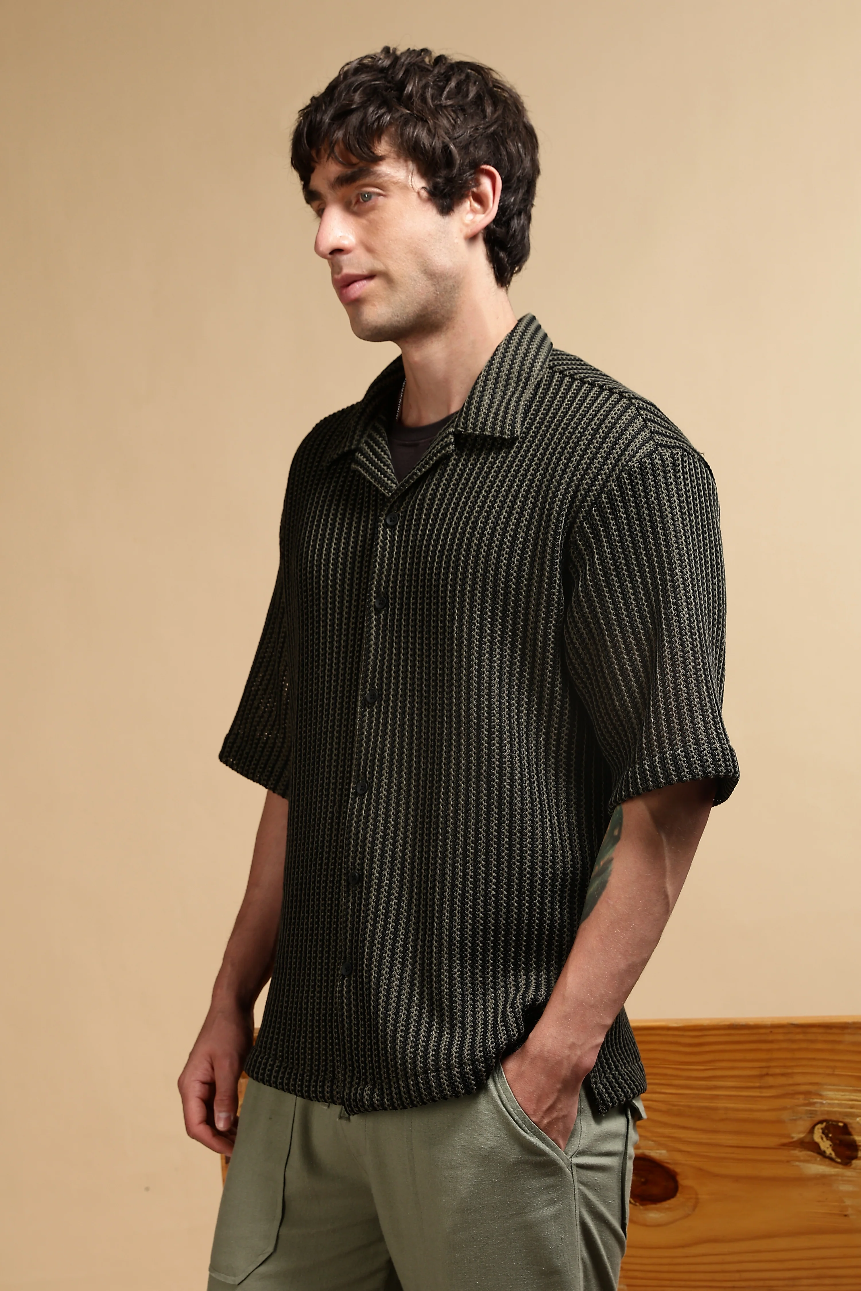 Men Green Polyester Relaxed Fit Shirt - Image 5
