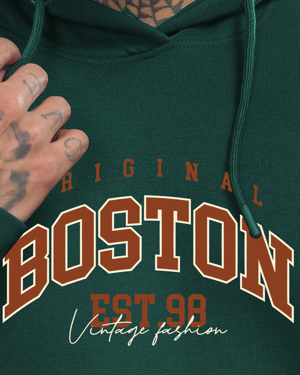 Men Green Printed Hoodie - Image 2