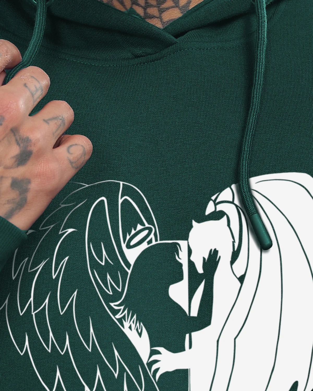 Men Green Printed Hoodie - Image 4